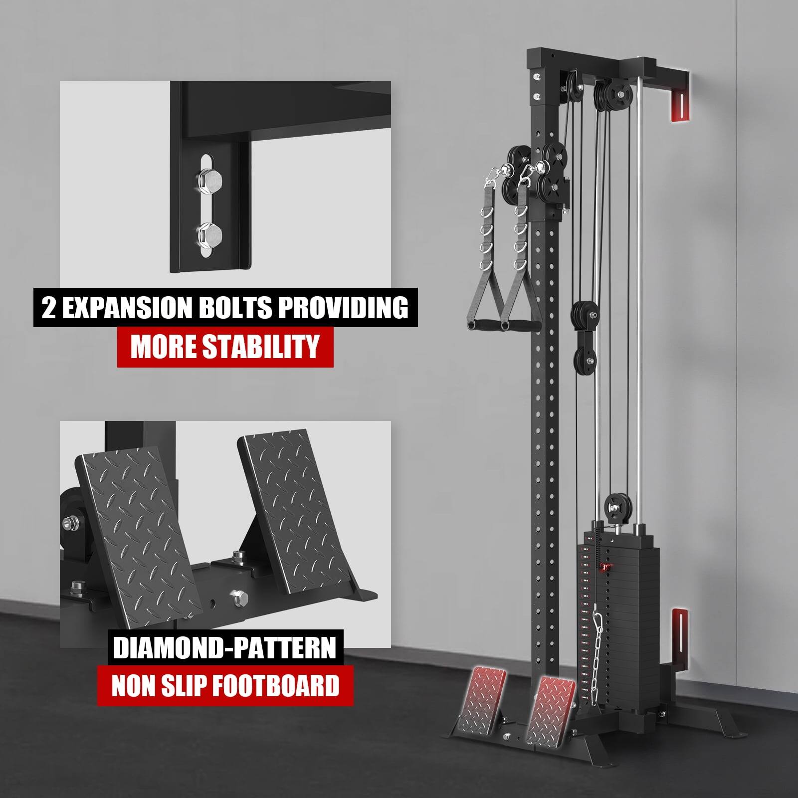 2 EXPANSION BOLTS PROVIDING MORE STABILITY

DIAMOND-PATTERN NON SLIP FOOTBOARD