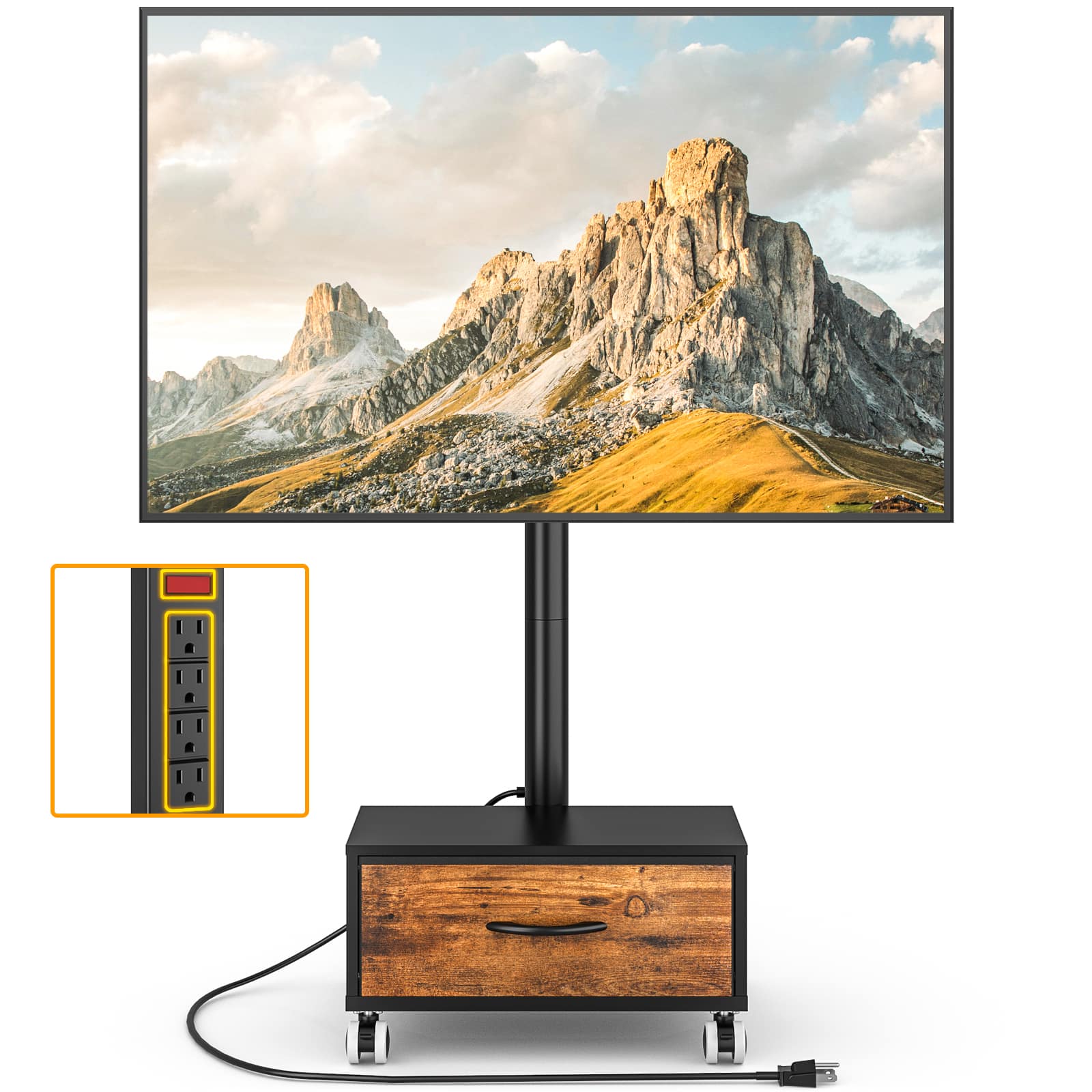 Rfiver - Suitable for 27-60 inch floor-standing mobile TV stands - Black
