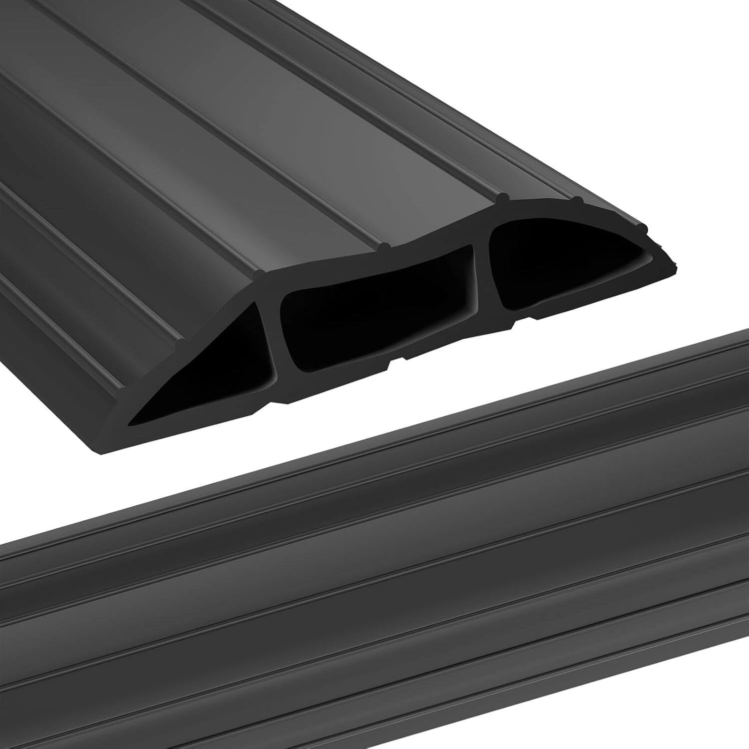 Front. AGPtek - 6.5 Ft Floor Cord Protector 3 Channels Floor Cord Cover - Black - Small.