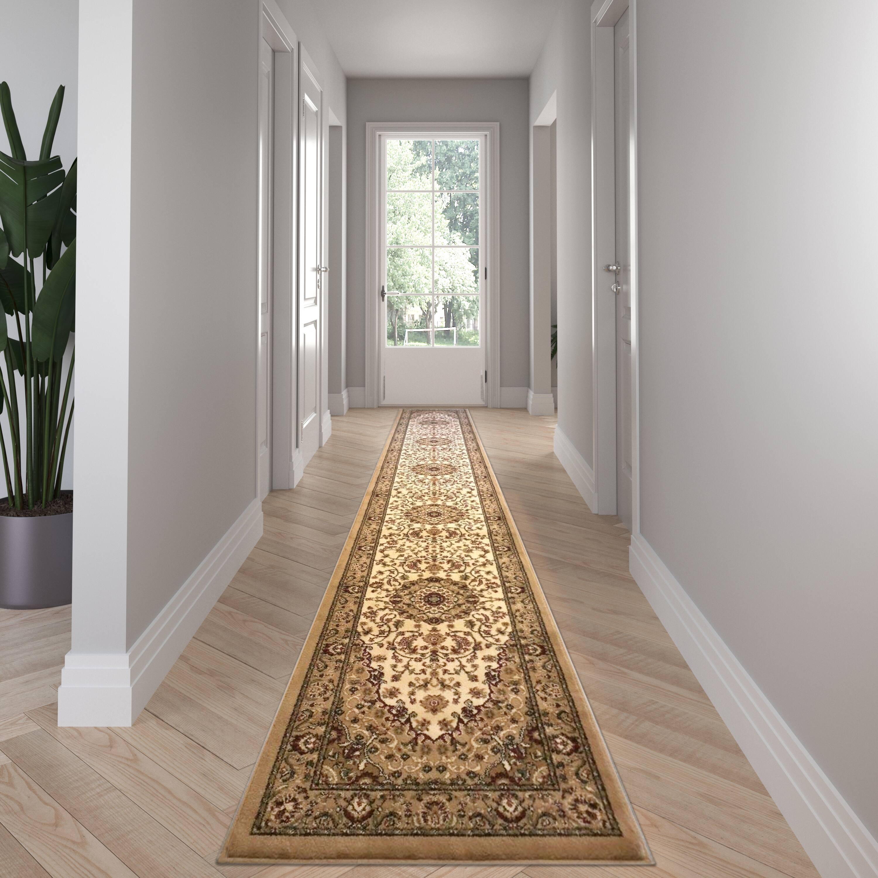 Front. Emma + Oliver - Zada Ultra Soft Olefin Accent Rug with Traditional Medallion Design with Natural Jute Backing - Ivory.
