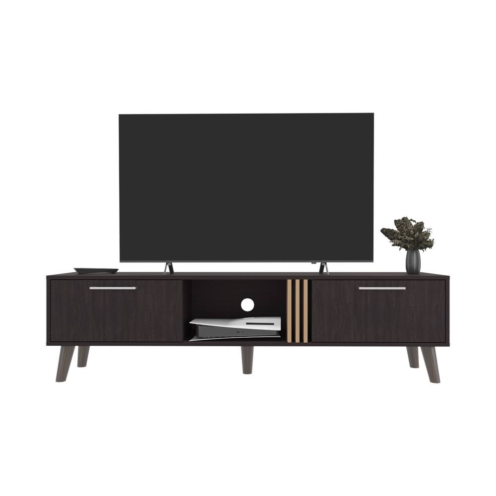 Back. APRILSOUL - Altoona Tv Stand Living Room Black and Light Oak - Black Multi.