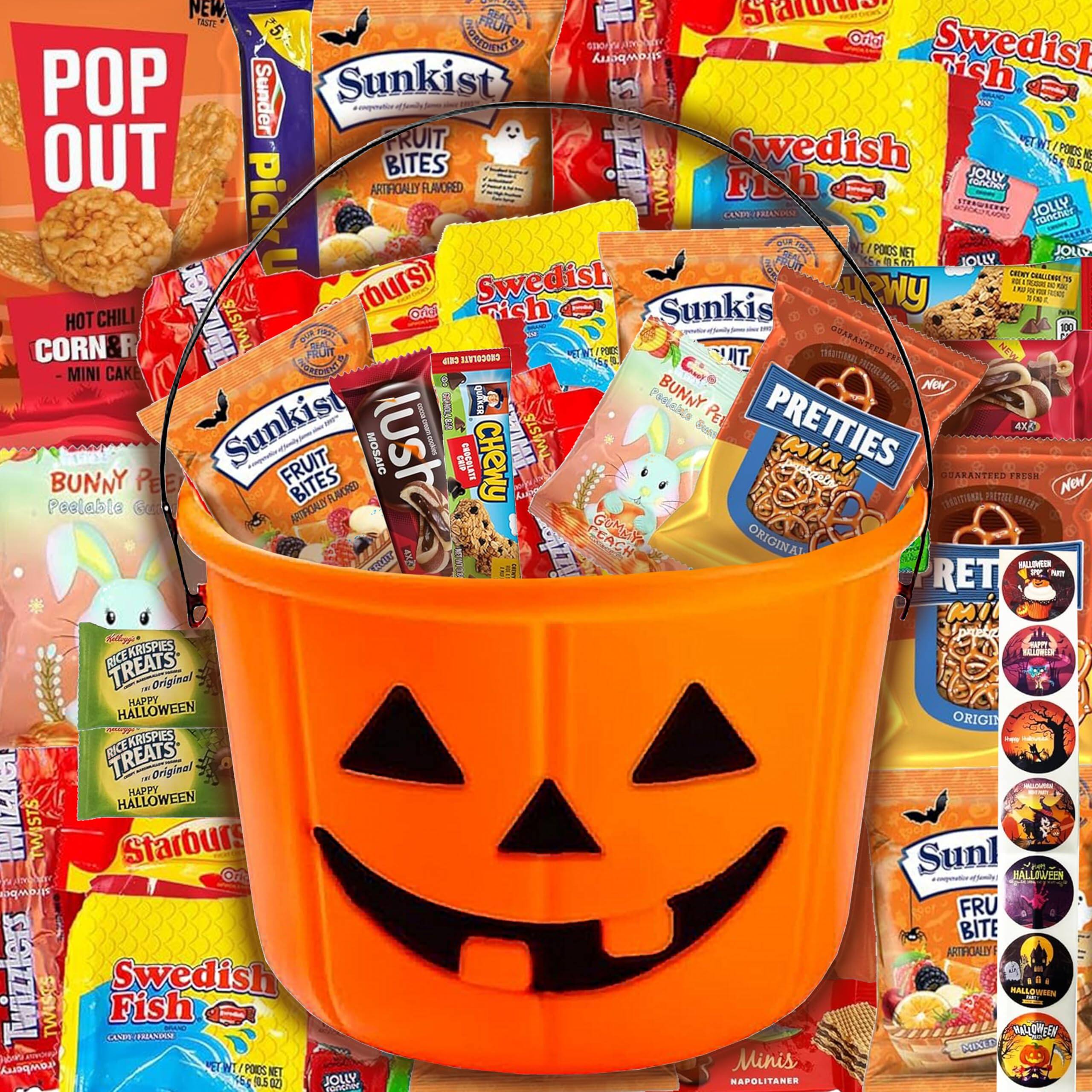Sure, here is the corrected and grouped text from the image:

---

**NEW TASTE!**

**POP OUT**

**Sunkist**
- FRUIT BITES
  - ARTIFICIALLY FLAVORED

**Swedish Fish**
- Original
- JOLLY
- HOT CHILI CORN & RICE TWISTS
- MINI CAKES

**NUTS**
- CHERRY

**Bunny Peeps**
- PEEBLEBLE
- PEEBLEBLE
- PEEBLEBLE

**Krispies Treats**
- Original HAPPY HALLOWEEN
- Original HAPPY HALLOWEEN

**Starburst**
- Original

**Swedish Fish**
- Original

**Sunkist**
- FRUIT BITES
  - ARTIFICIALLY FLAVORED

**Swedish Fish**
- Original

**Sunkist**
- FRUIT BITES
  - ARTIFICIALLY FLAVORED

**Swedish Fish**
- Original

**Sunkist**
- FRUIT BITES
  - ARTIFICIALLY FLAVORED

**Swedish Fish**
- Original

**Sunkist**
- FRUIT BITES
  - ARTIFICIALLY FLAV
