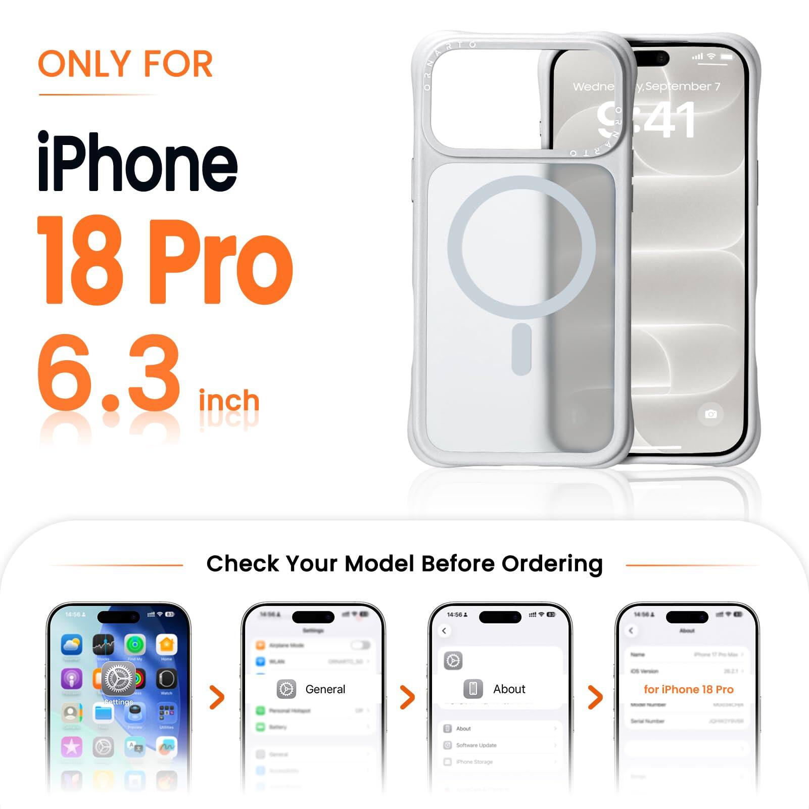 ONLY FOR iPhone 18 Pro 6.3 inch

Check Your Model Before Ordering

About
Getting
General Hotpot
About
for iPhone 18 Pro INGRESSIONES
Total Number
0 Software Update
iPhone Storage
