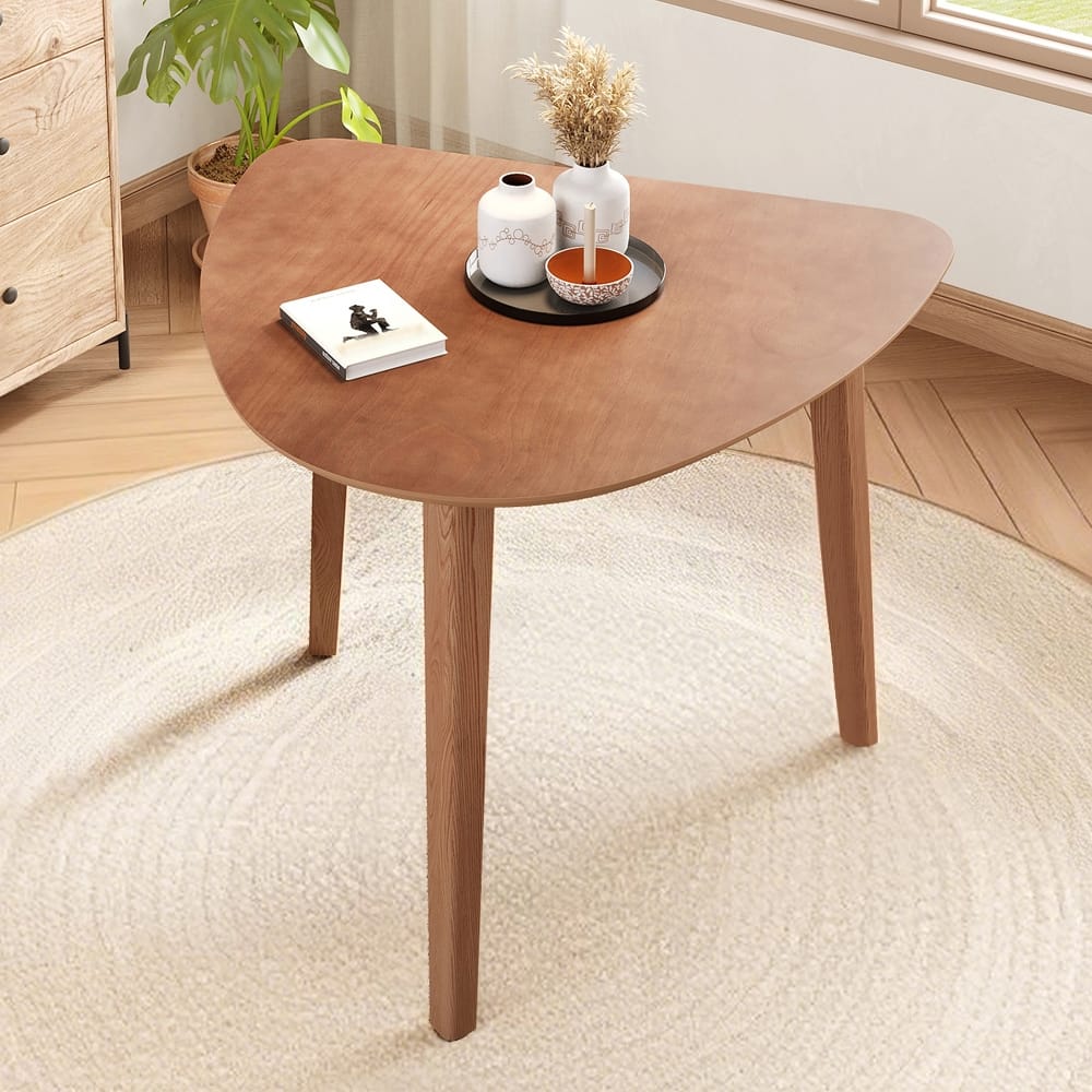 "Loheer - Triangular Wood Table 36"" Modern Space-Saving Geometric Side Table Finish for Living Room Small Space - Light Brown" price history on PriceWatchPro