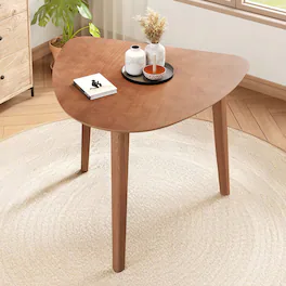 Loheer - Triangular Wood Table 36" Modern Space-Saving Geometric Side Table Finish for Living Room Small Space - Light Brown