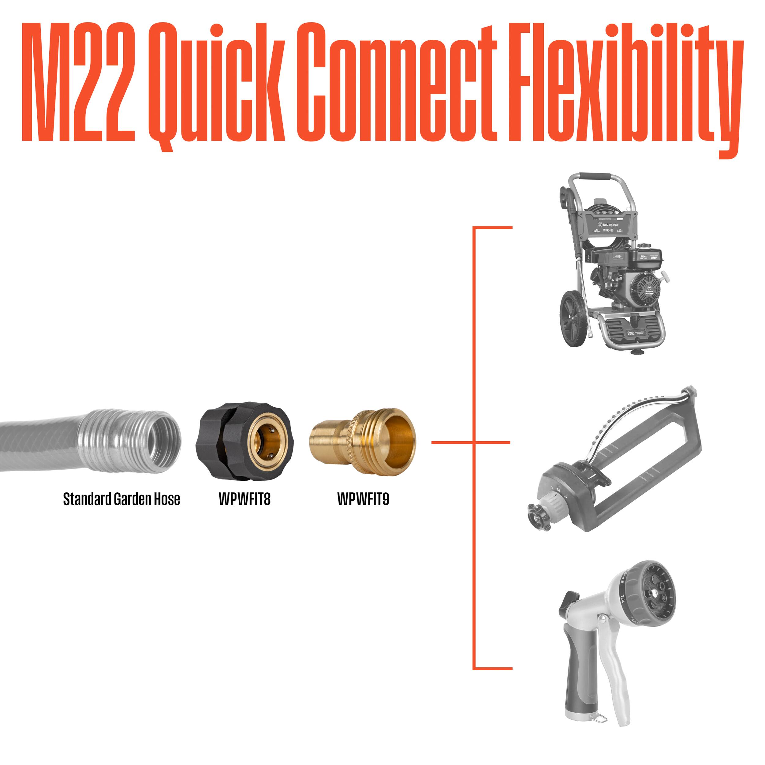 M22 Quick Connect Flexibility - Standard Garden Hose WPWFIT8 WPWFIT9