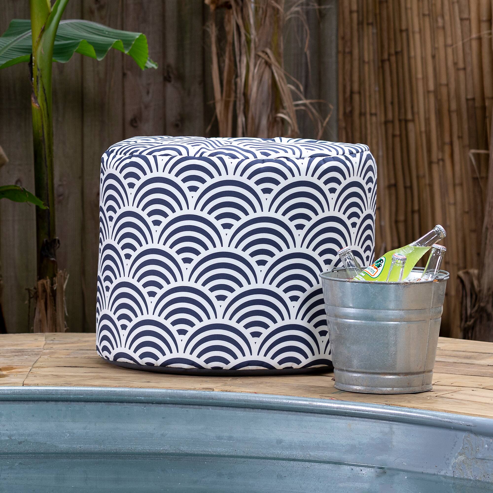 Angle. Jaxx - Jaxx Spring Indoor / Outdoor Bean Bag Pouf Ottoman, Nippon Koi - Nippon Koi.