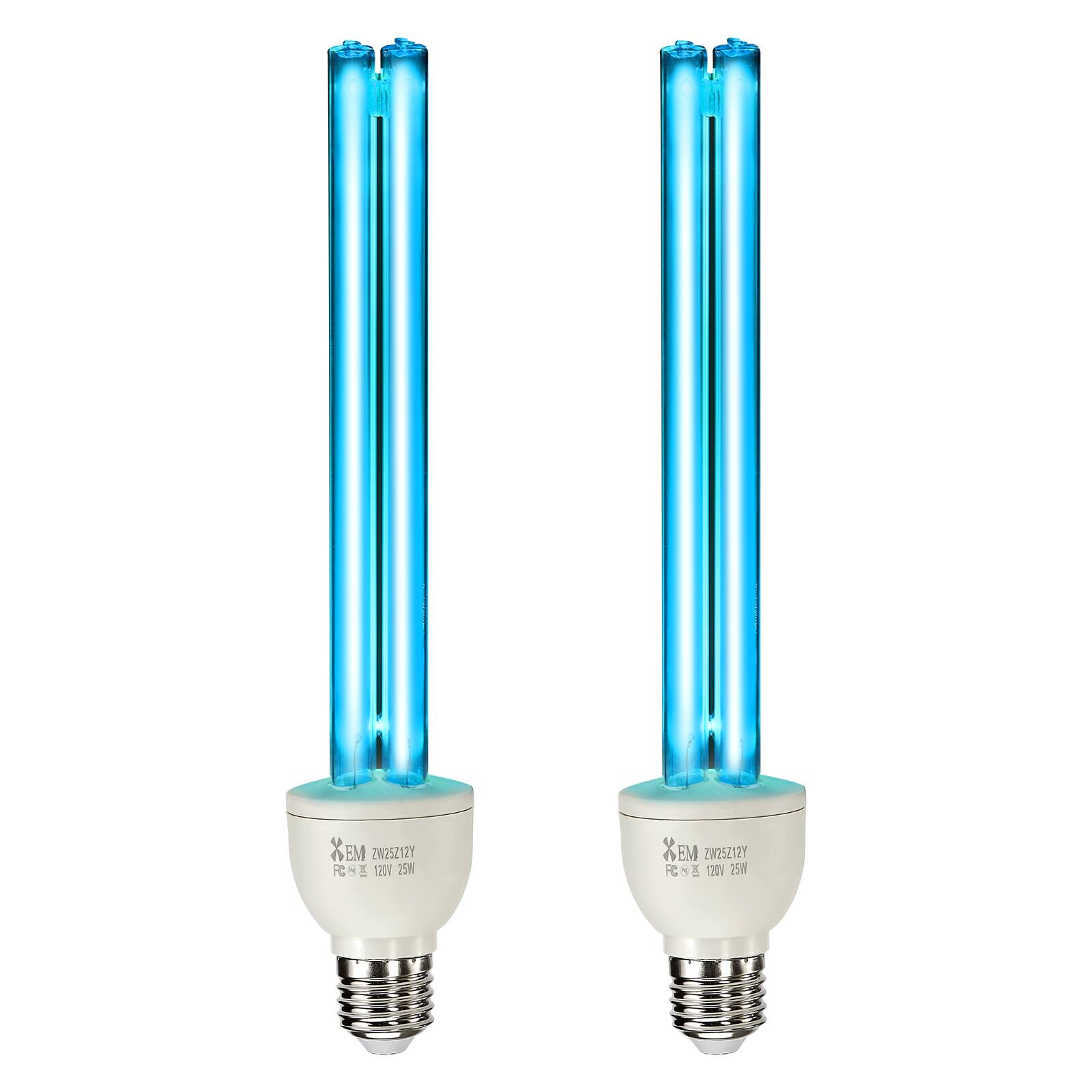 VEVOR - UV Light Bulb, 2 Pack, 25W Replacement Ultraviolet UVC Lamp with Ozone, 253.7 nm + 185 nm Wavelength UVO Light Bulb - White