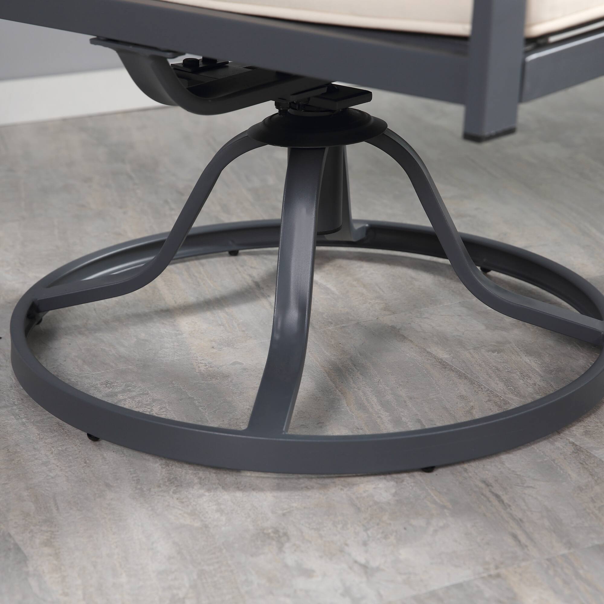 Alt View 8. Outsunny - 3 Piece Outdoor Patio Bistro Set with 2 360-Degree Swivel Rocking Chairs, Cushions, and 1 Tempered Glass Table - Blue.