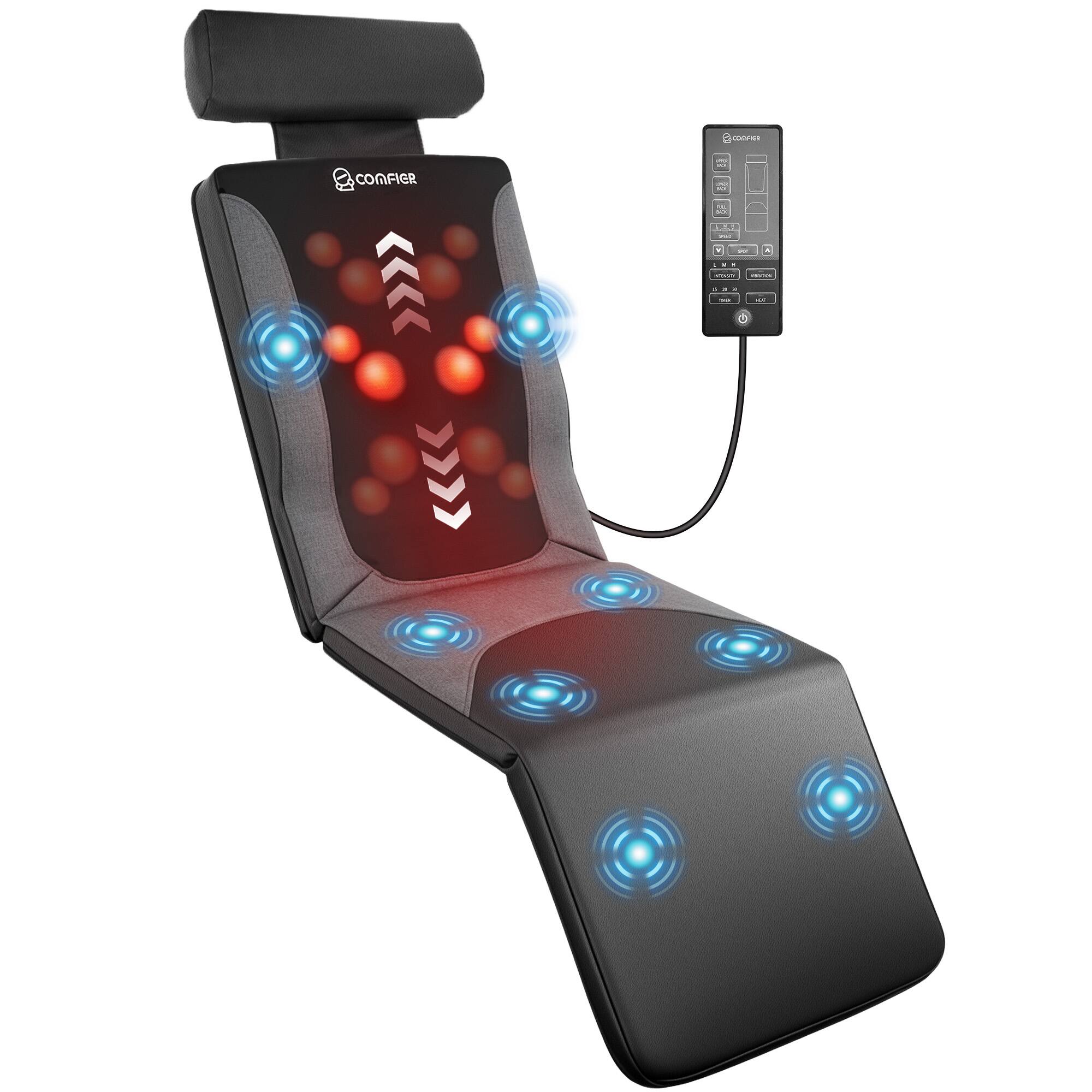 Comfier - Shiatsu Full Body Massage Mat with Heat, Back Massage Pad - Deep Gray
