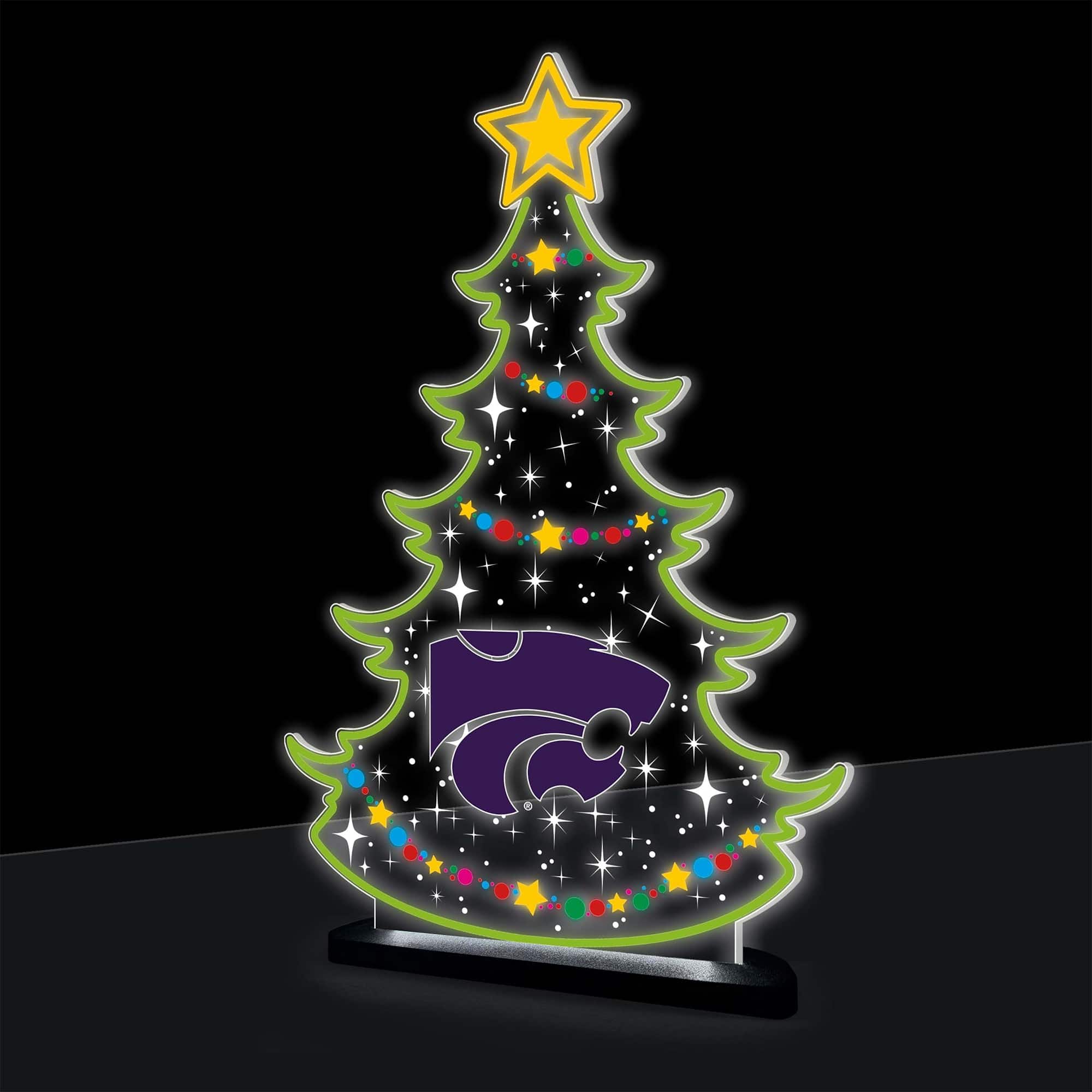 Evergreen Enterprises - Kansas State Wildcats 10" LED Tabletop Christmas Tree Desklite Sign - Green