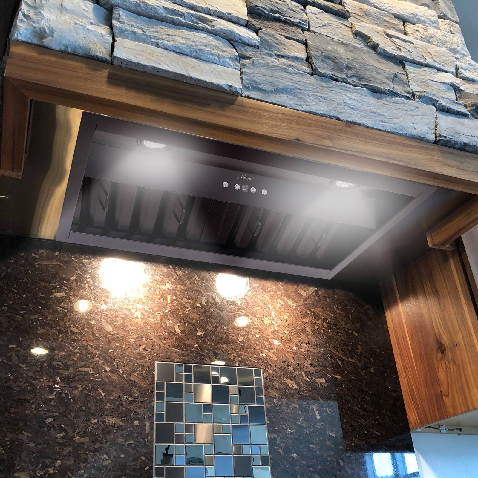 Alt View 8. Akicon - Akicon 30 inch Ducted 600-CFM Matte Black Range Hood Insert - Black.