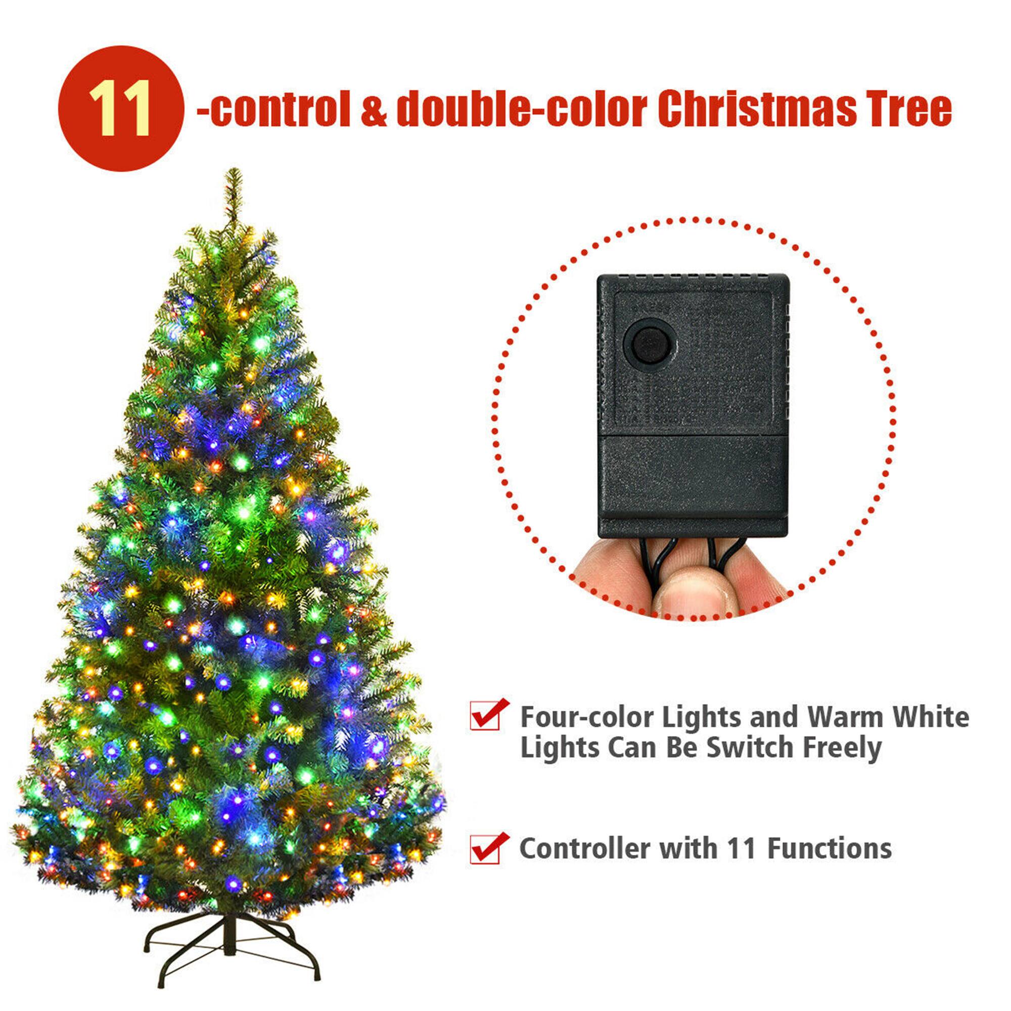 11 -control & double-color Christmas Tree

- Four-color Lights and Warm White Lights Can Be Switch Freely
- Controller with 11 Functions