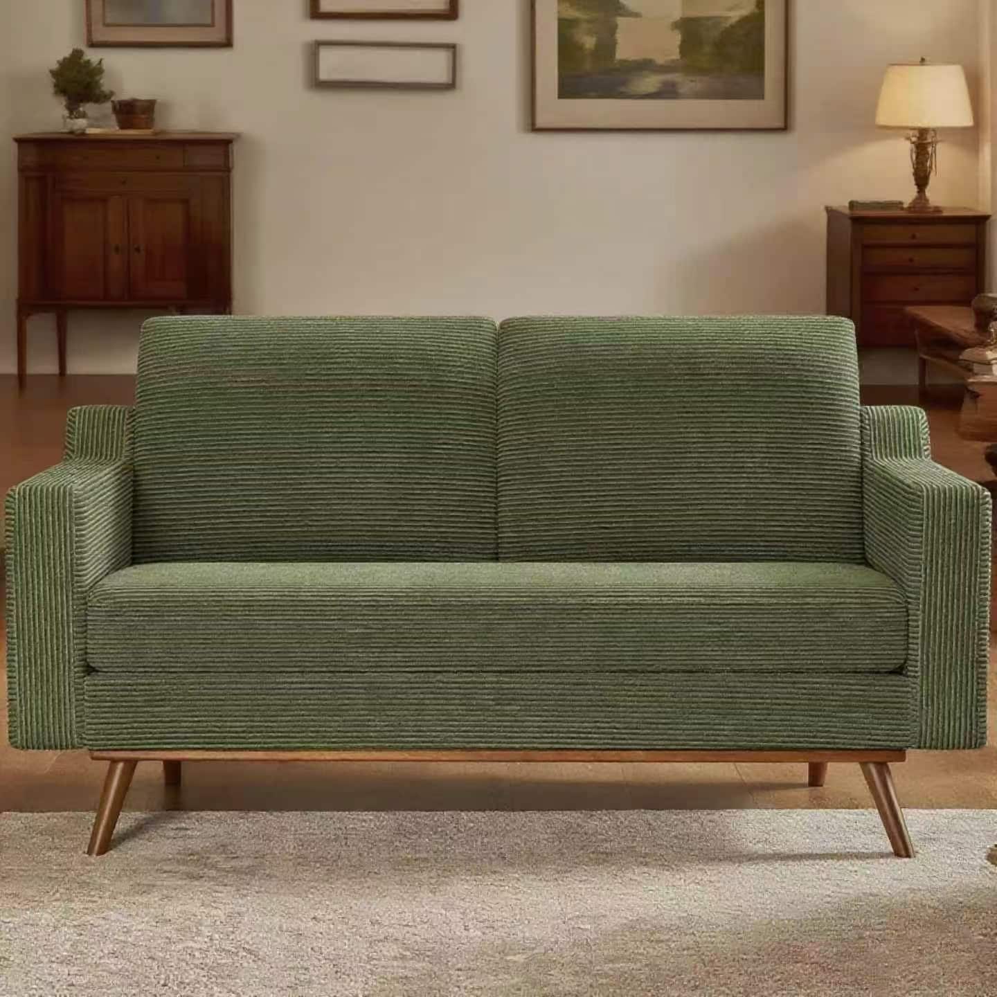 Dyonery - 65.4 "Sofa,  medieval modern small sofa, with spring pads, solid wood frame, tool-free assembly - Green