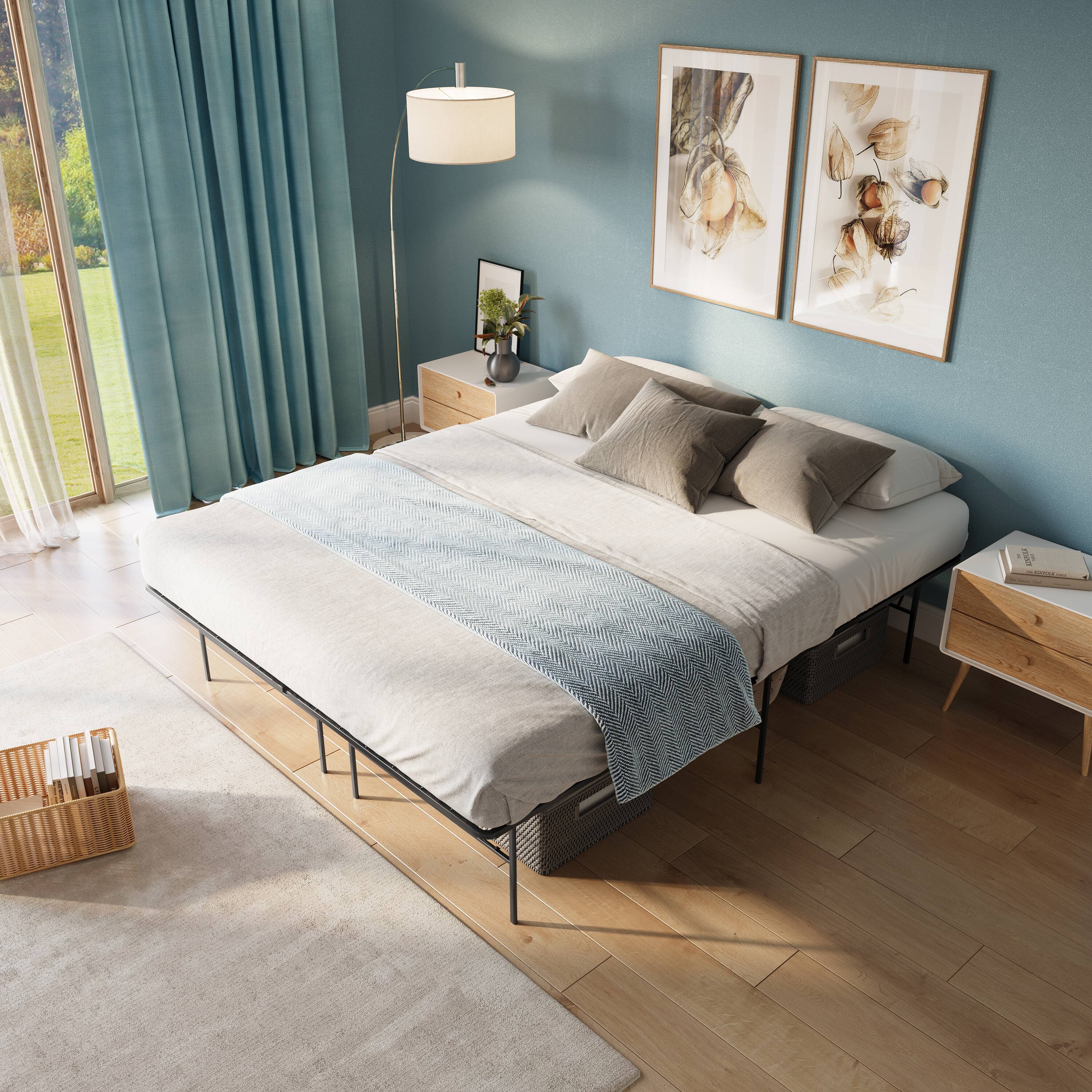 Alt View 5. Boyd Sleep - 14" Metal Platform Bed Frame, No-Tool Assembly, Textured Anti-Slip Surface - Extra Underbed Storage - Black.