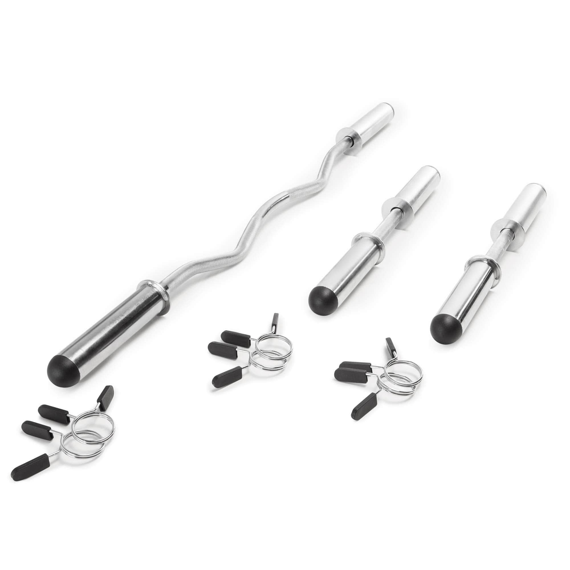 ThinkLink Electronic - Hollow Curl Bar And Dumbbell Handle Set With Spring Collars p HEAVY DUTY CHROME STEEL CONSTRUCTION - Multi
