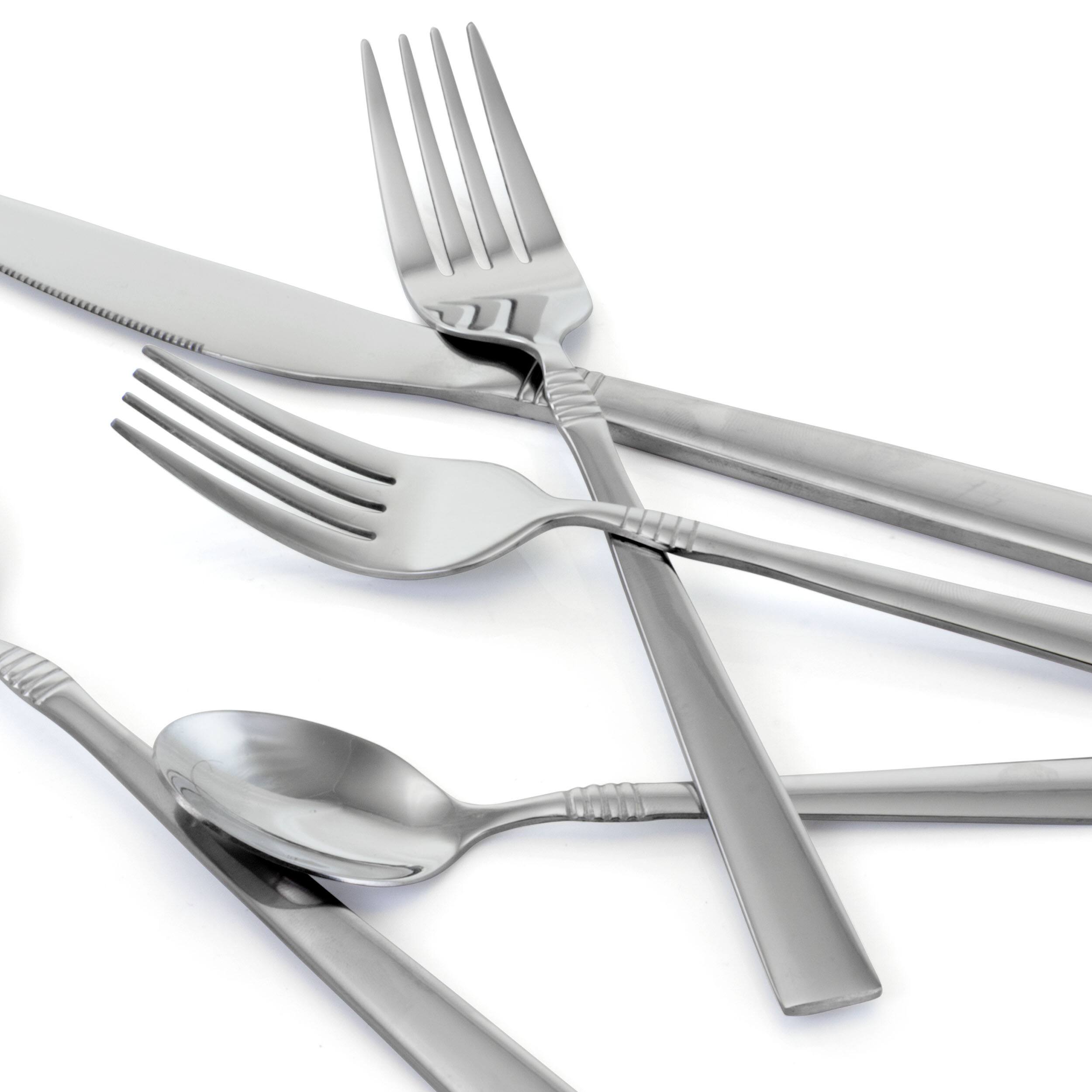 Alt View 2. MegaChef - MegaChef Cravat 20 Piece Flatware Utensil Set, Stainless Steel Silverware Metal Service for 4 in Silver - Silver.