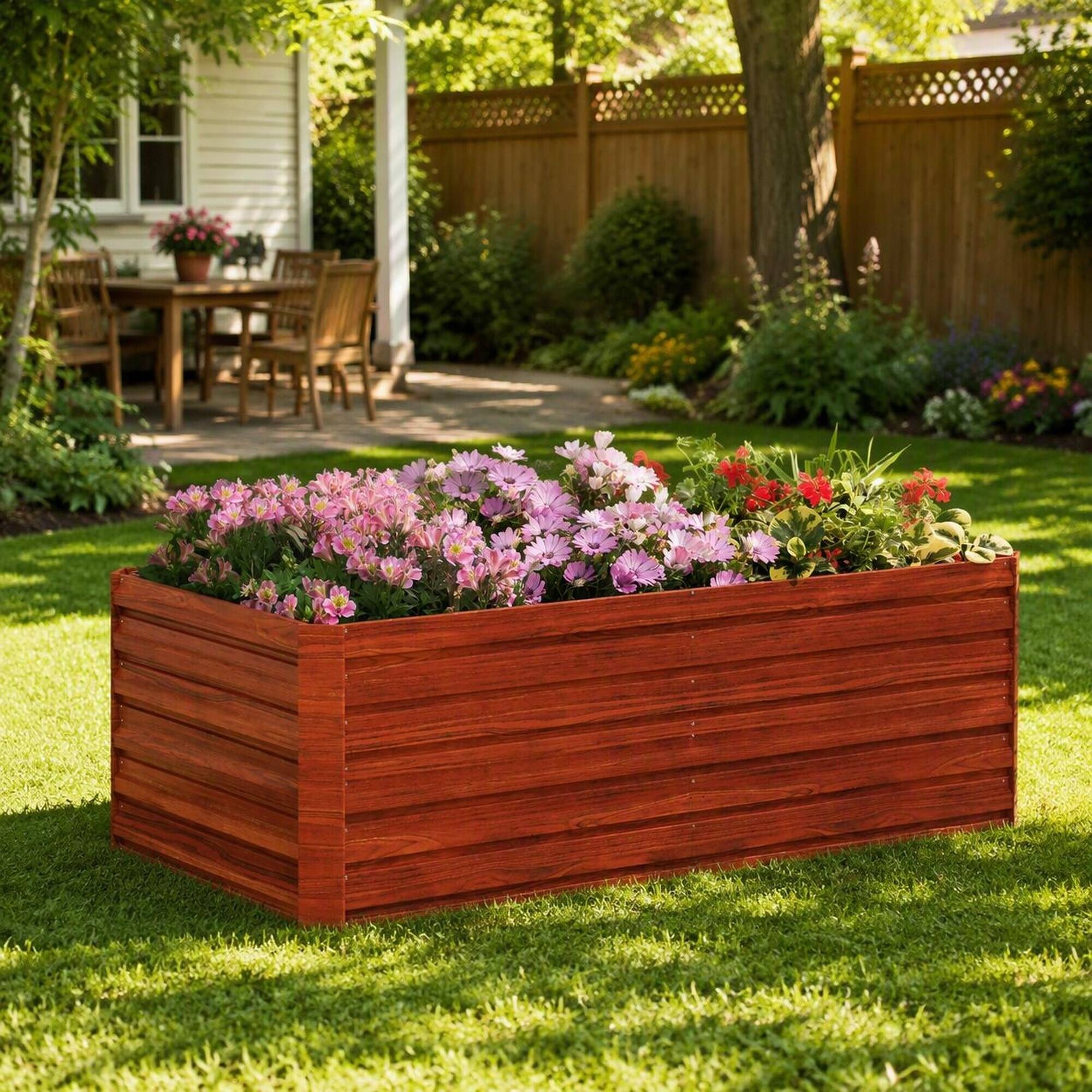 Alt View 2. RYHNUYNE - Galvanized Raised Garden Bed Kit 6x3x2 ft Tall Metal Planter Box for Vegetables Flowers Herbs, Dark Brown - Brown.