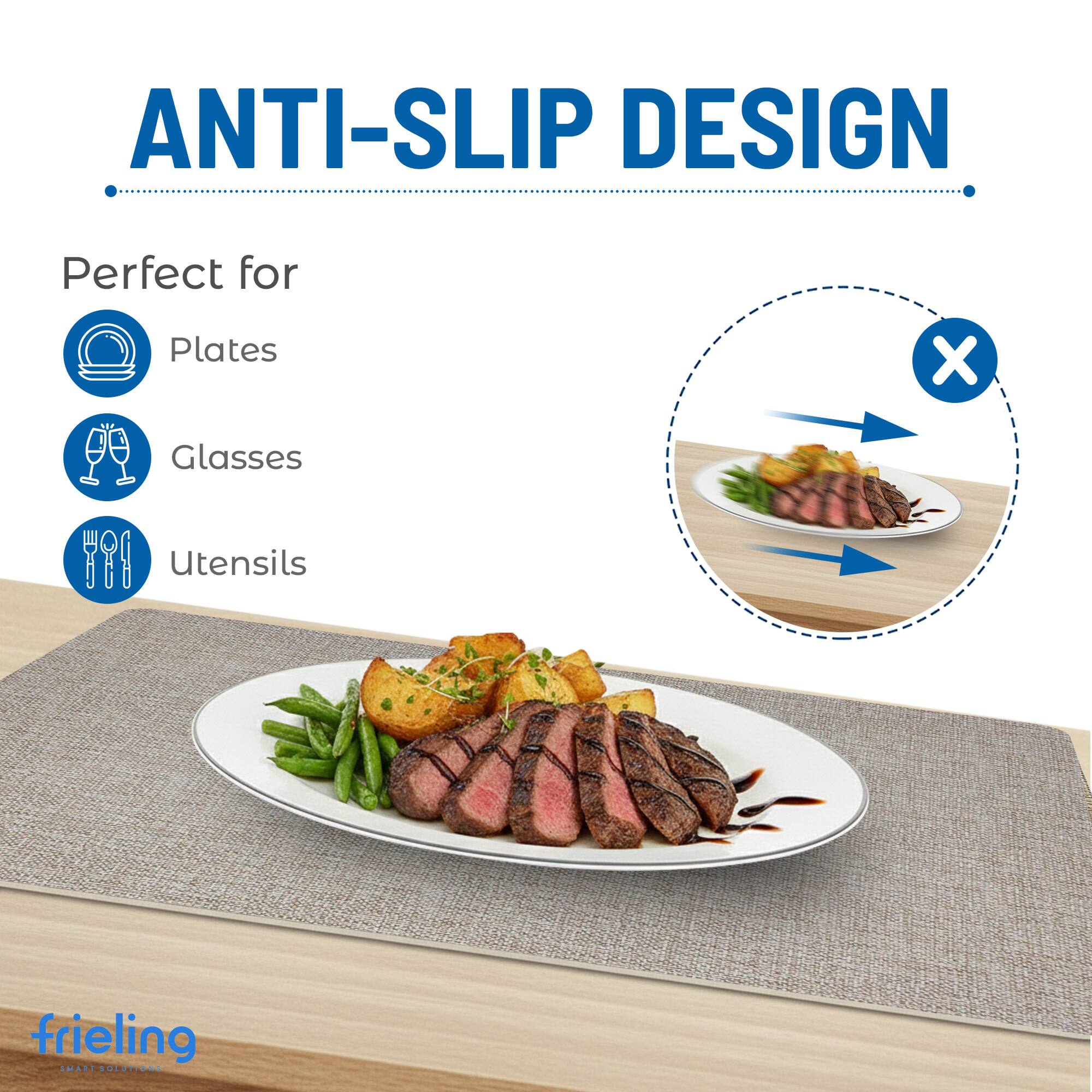ANTI-SLIP DESIGN

Perfect for
- Plates
- Glasses
- Utensils

frieling
SMART SOLUTIONS
