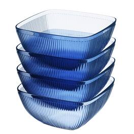 Jay Import - Set of 4 Ribbed Acrylic Bowls - Blue