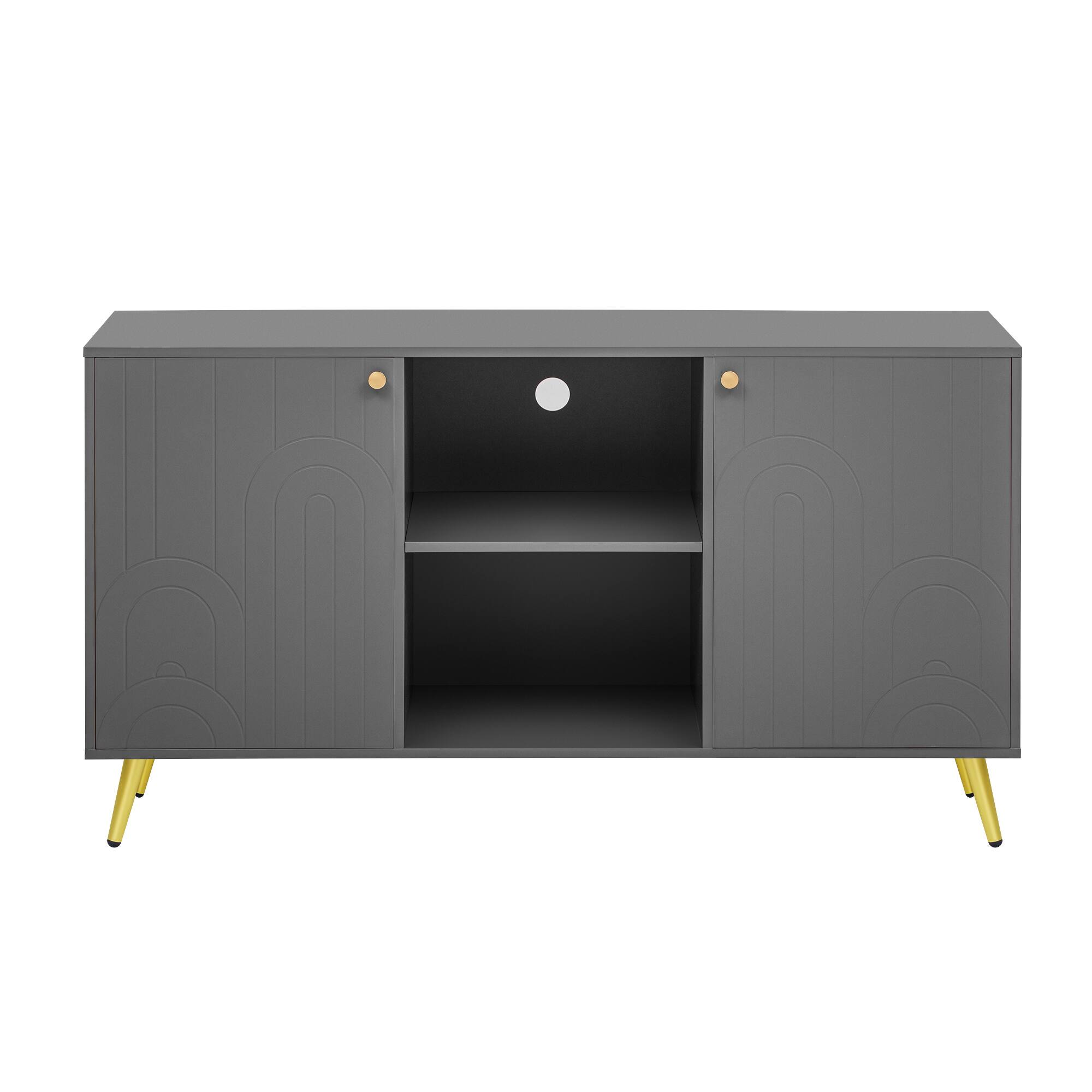 Angle. Spaco - Spaco Modern TV Stand, Entertainment Center Media Console with Adjustable Shelf, Metal Legs, Anti Tip Device for 55" TVs - Gray.