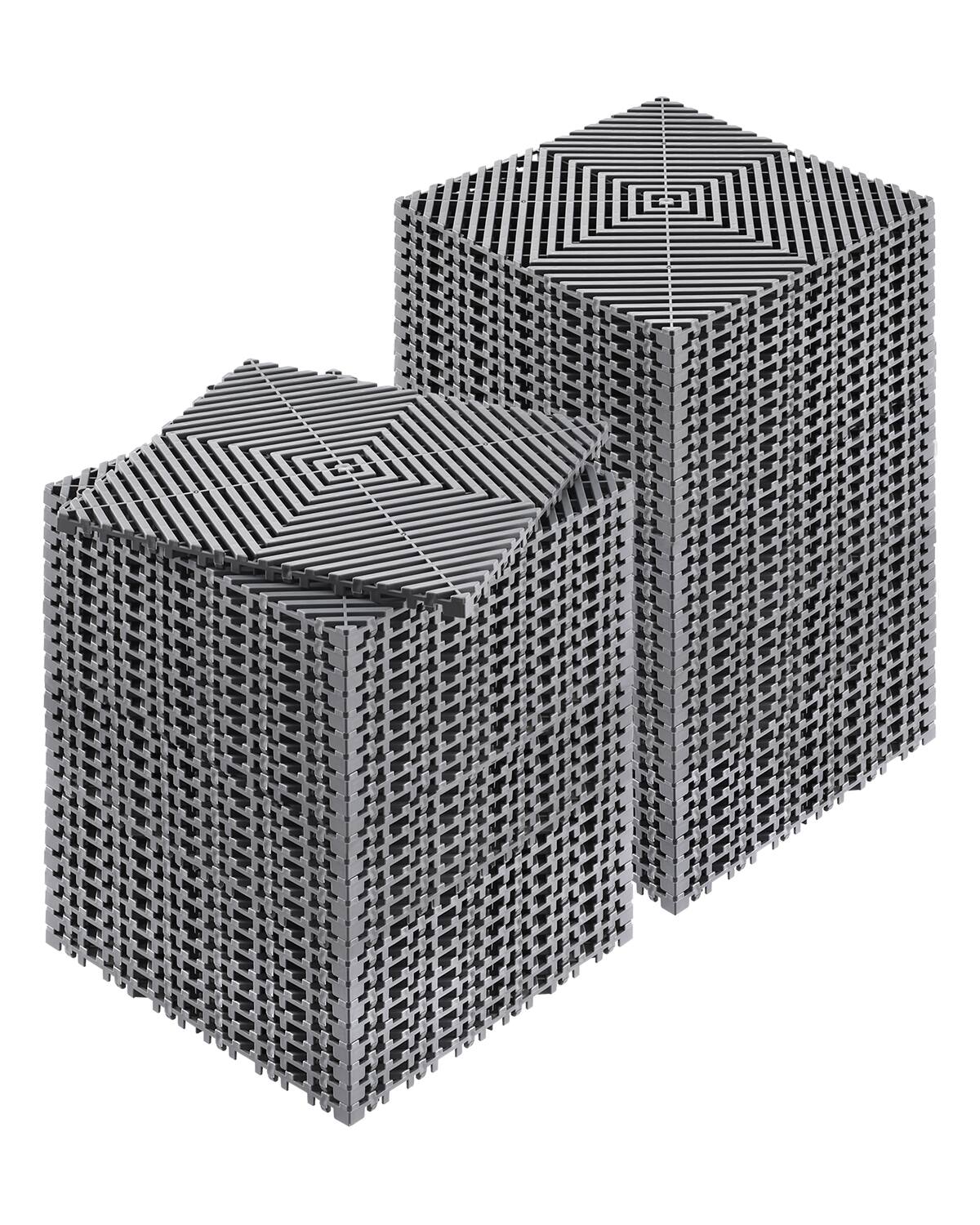 Front. VEVOR - Interlocking Drainage Mat, 12” x 12” Modular Interlocking Cushion, 55 Pcs Splicing Drainage Mats, Non-Slip Shower Mat - Grey.