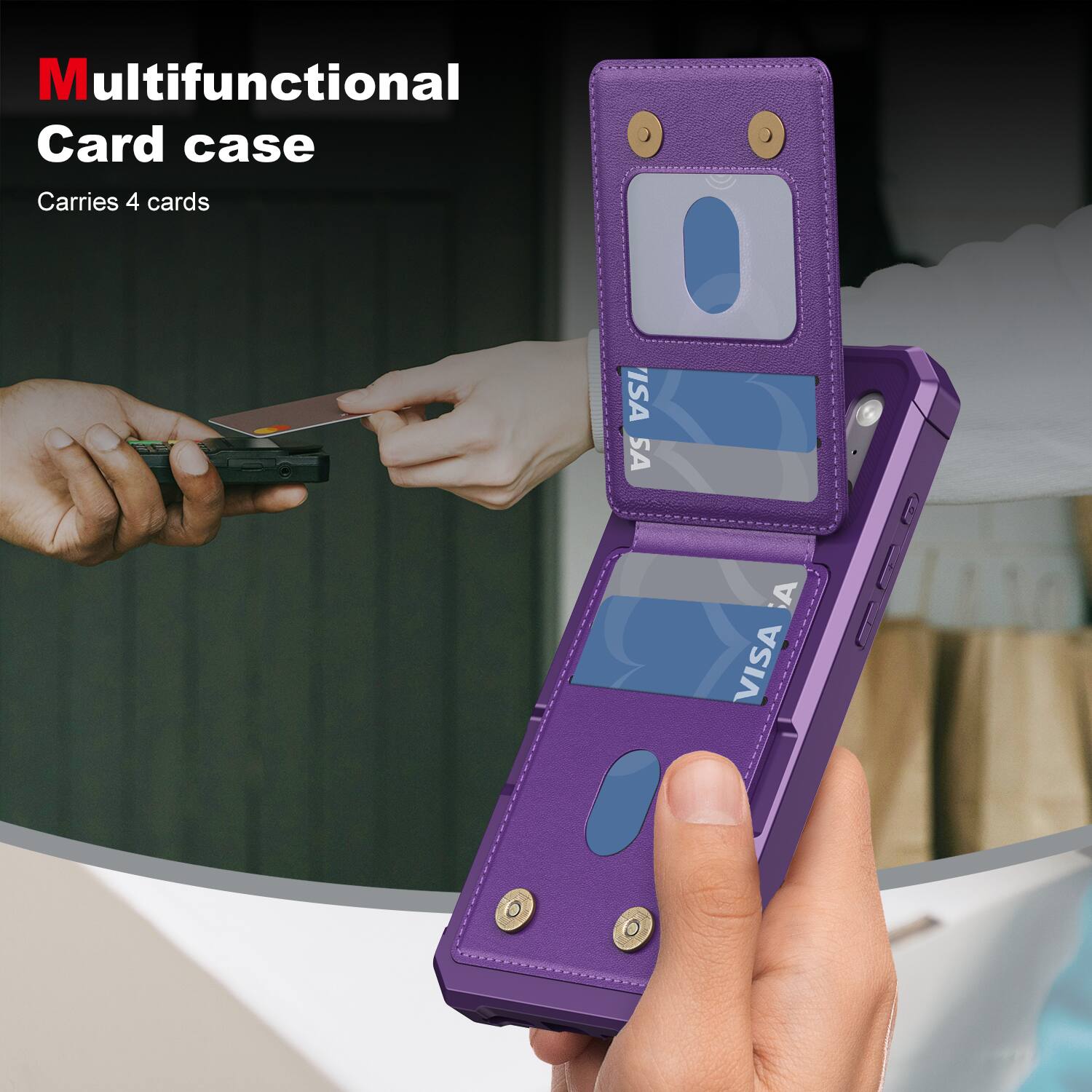 Multifunctional Card case  
Carries 4 cards