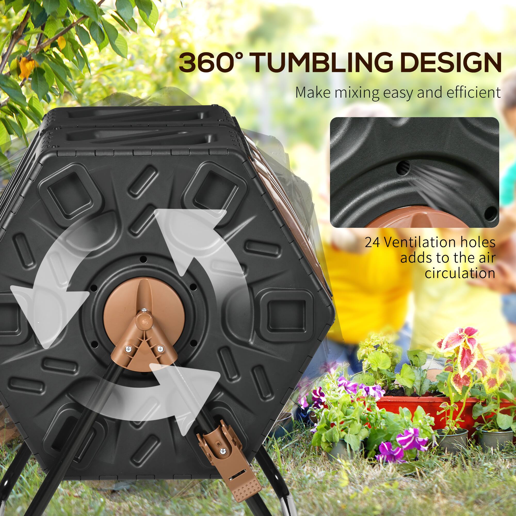 360° TUMBLING DESIGN  
Make mixing easy and efficient  

24 Ventilation holes adds to the air circulation