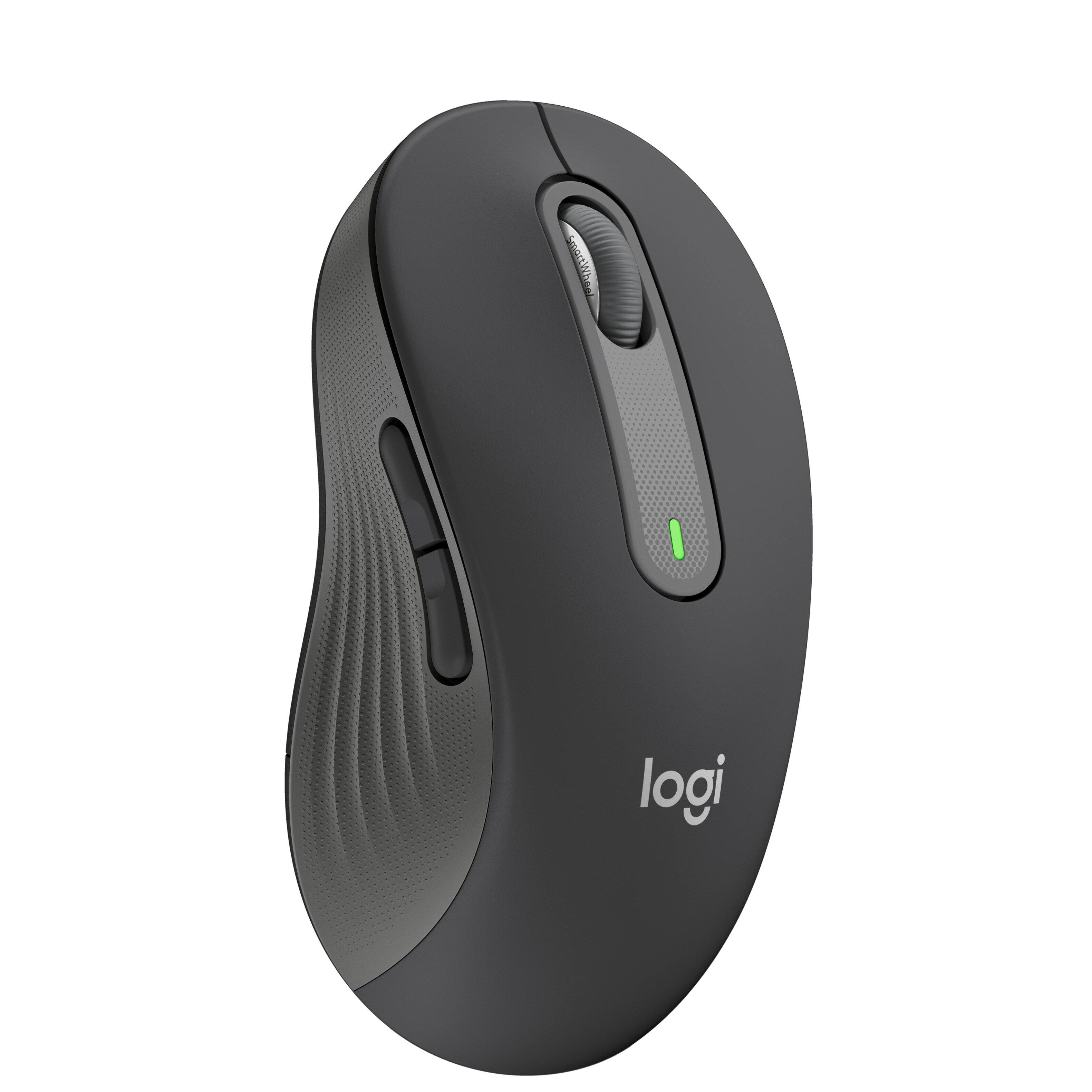 Alt View 1. Logitech - Signature Full Size Wireless Mouse with Silent Clicks and Customizable Side Buttons for PC/Mac/Multi-Device/Chromebook - Graphite.