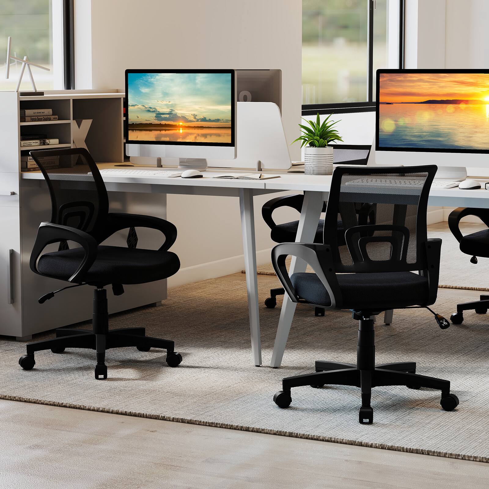 Alt View 3. Costway - Costway Mesh Office Chair Ergonomic Computer Desk Chair w/Lumbar Support Armrests - Black.