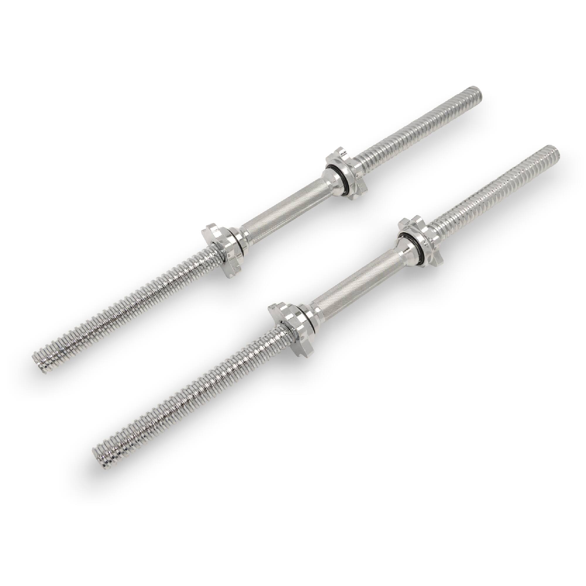 Alt View 2. Sunny Health & Fitness - Standard 24” Threaded Chrome Dumbbell Bar Set with Star-Lock Collars - Silver.