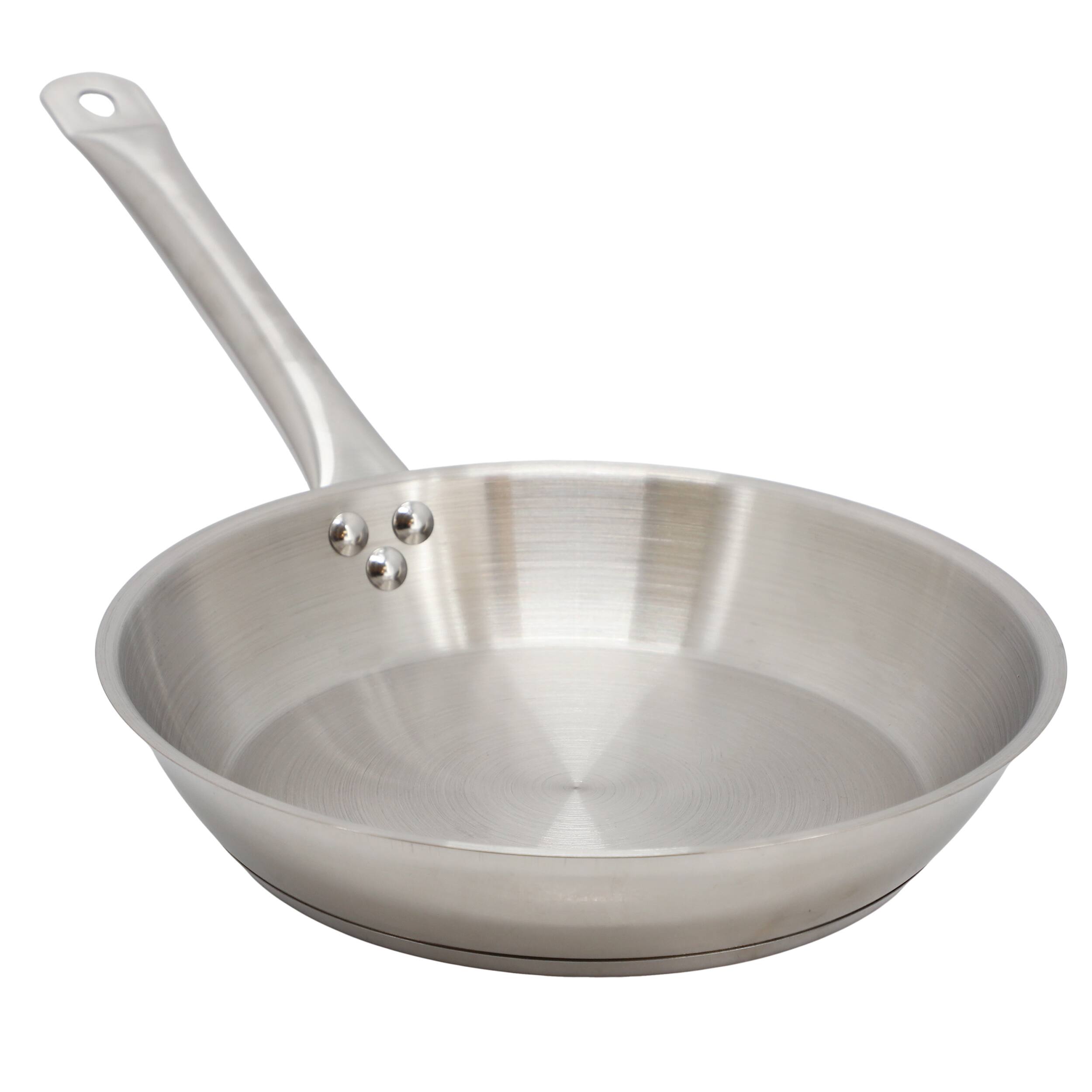 Front. MegaChef - MegaChef Professional Kitchen 11 Inch Round Stainless Steel Fry Pan in Silver - Silver.