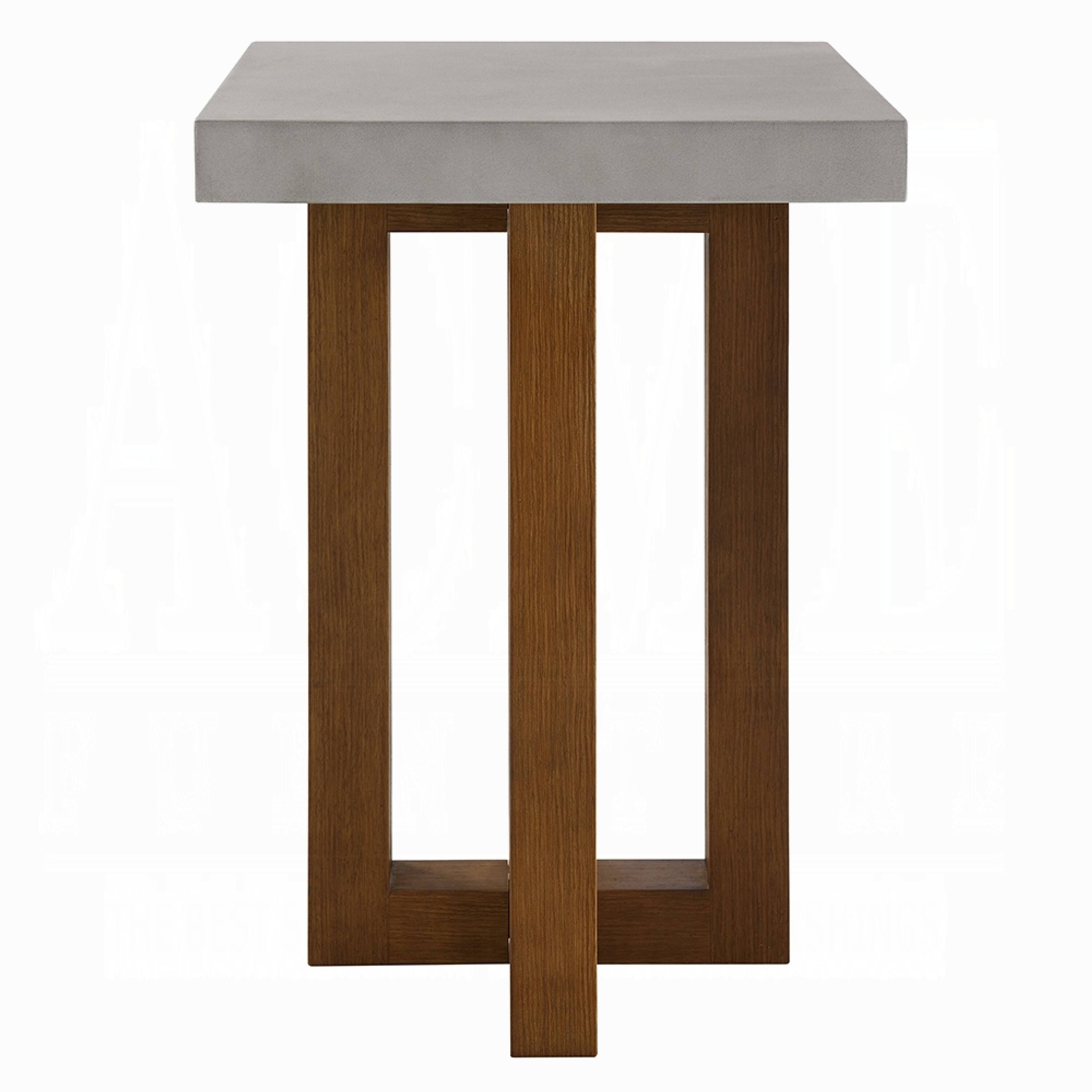 Alt View 1. Manhattan Lane - Joshua End Table, Gray Faux Concrete Top, 16 Inch - Gray, Walnut Brown.