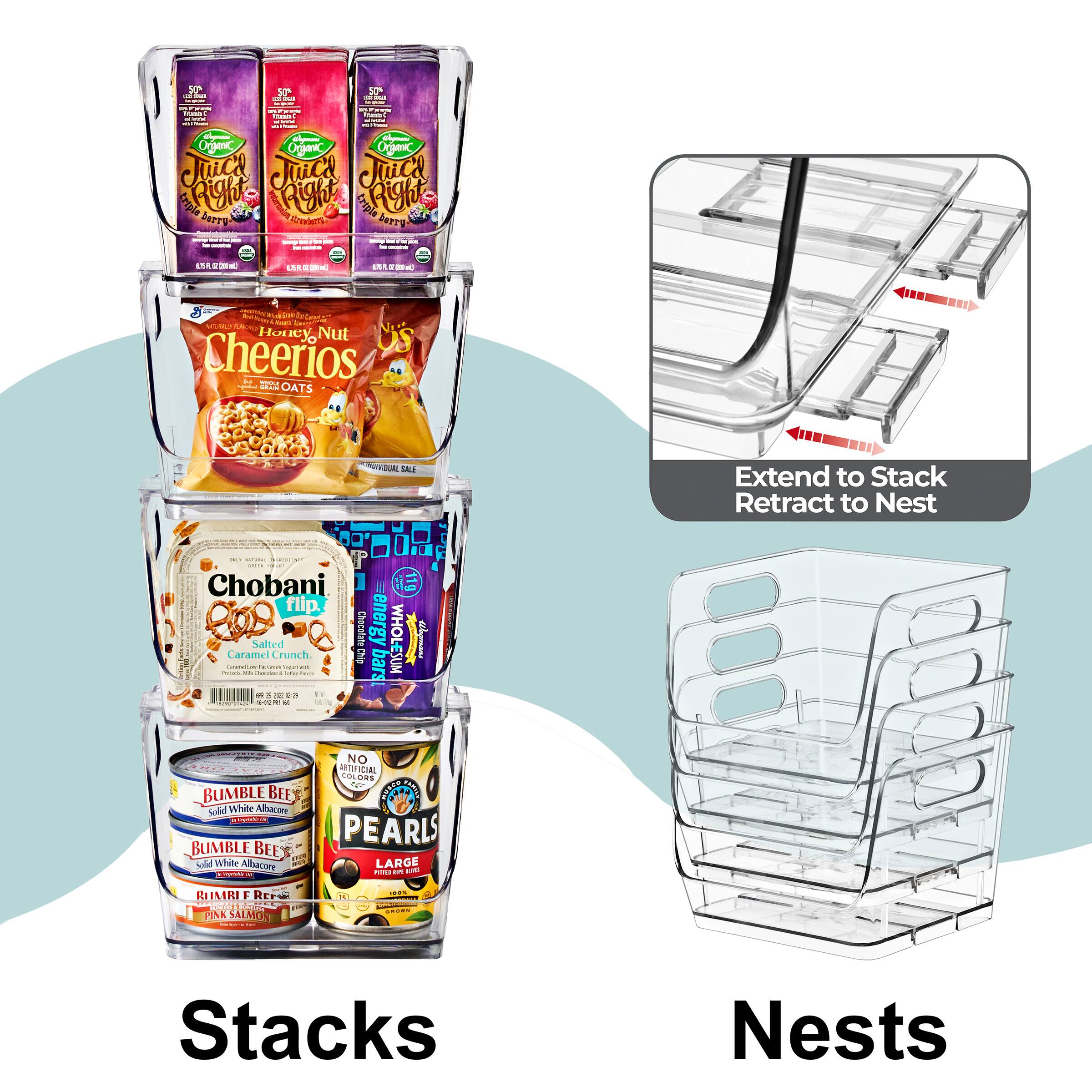 Organic Juicy Juice  
Right  
Right  
Right  
Cheerios  
OATS  
Chobani  
Salted Caramel Crunch  
Bumble Bee  
Solid White Albacore  
Pearls  
LARGE  
Extend to Stack  
Retract to Nest  
Stacks  
Nests