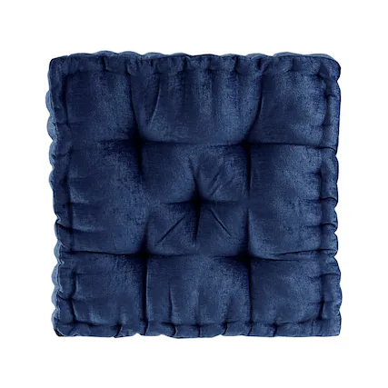 Front. Gracie Mills - Gracie Mills Elara Textured Poly Chenille Square Floor Pillow Cushion - Navy.