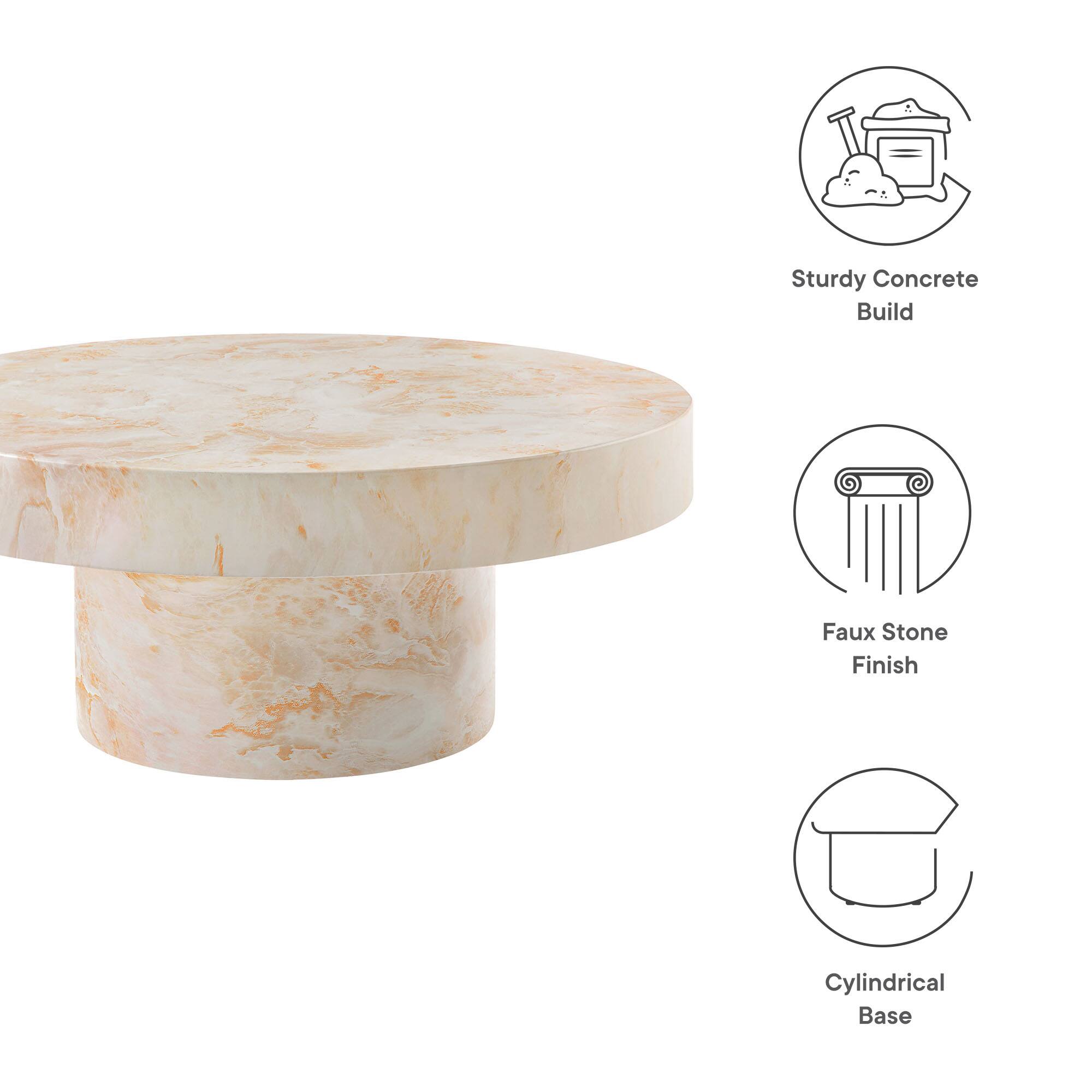 Sturdy Concrete Build  
Faux Stone Finish  
Cylindrical Base