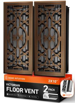 Home Intuition - Victorian Floor Vent Covers 2X12 Inch with Mesh Cover, Heat and Air for HVAC, 2-Pack - Oiled Bronze