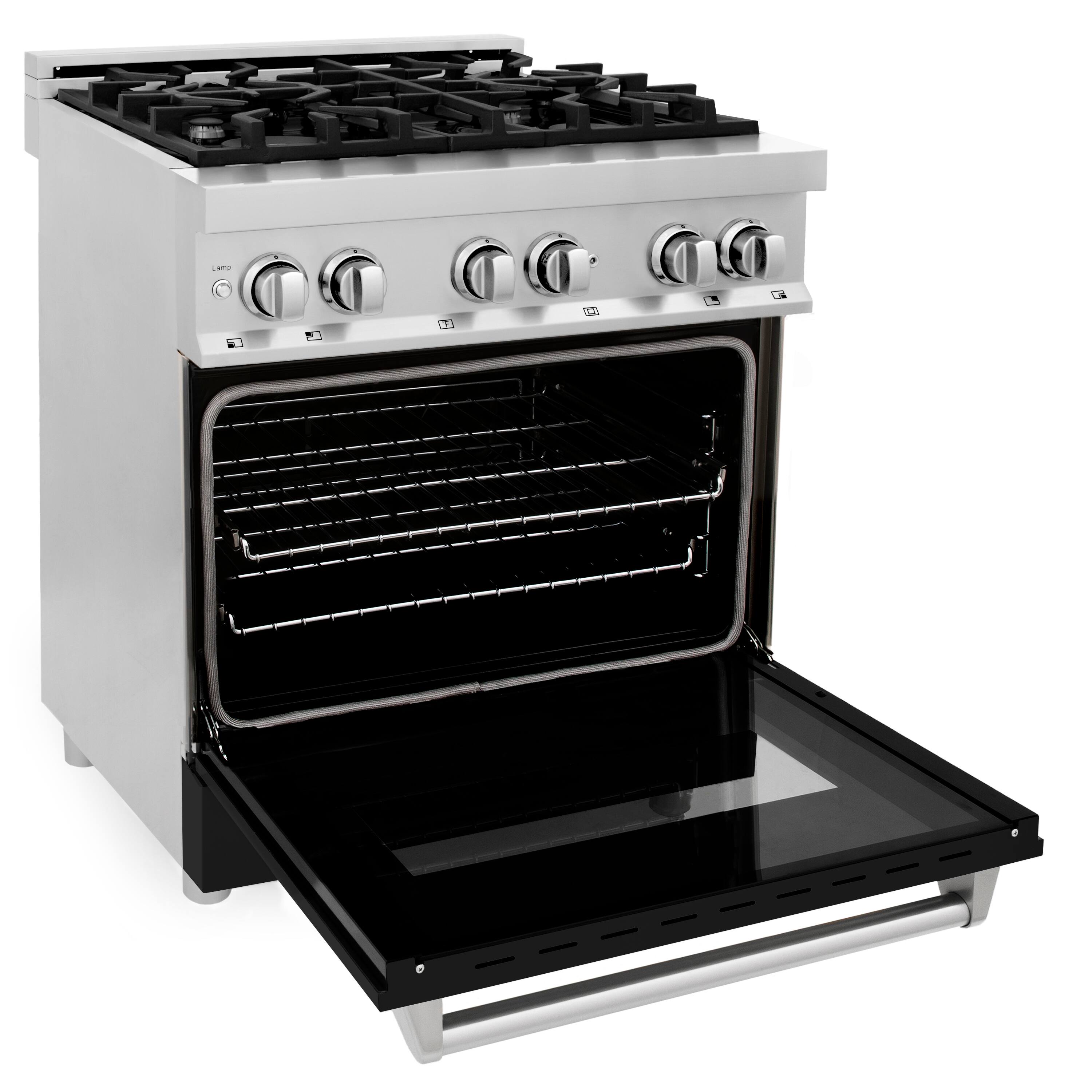 Alt View 2. ZLINE - 30" Legacy Dual Fuel Range with 4 Burner Cooktop & Electric Oven with Door (RA-BLM-30) - Black Matte.