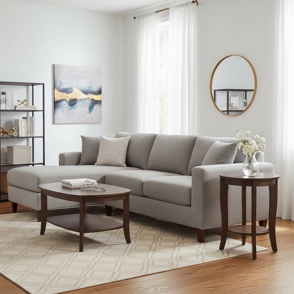 Back. FurniFact - Round Accent Table Modern Design - Espresso.