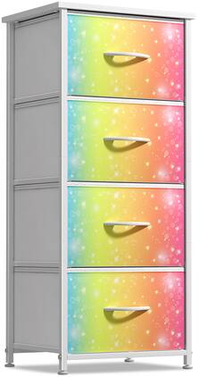 Sorbus - 4 Drawers Chest Nightstand - Storage for Closet, Home, College Dorm -Steel Frame, Wood Top, & Fabric Bins - Multicolor