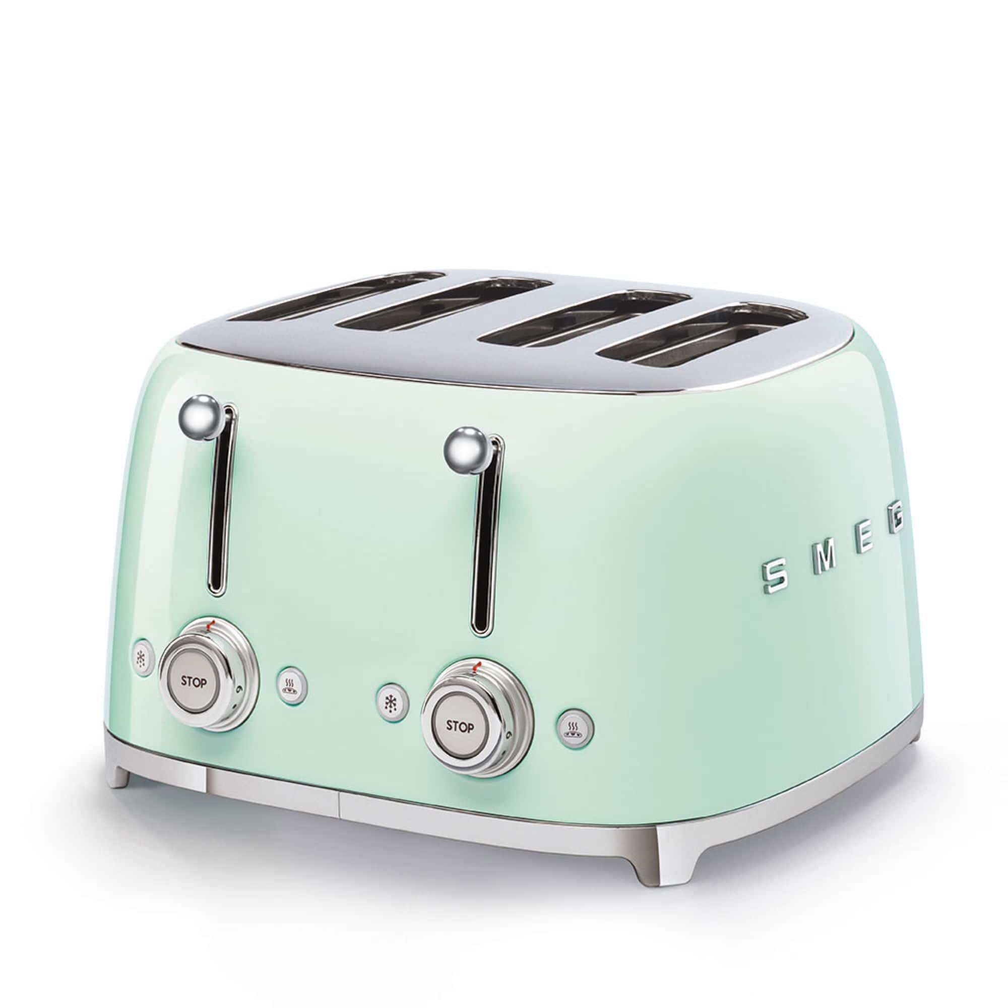 Front. SMEG - SMEG TSF03 4-Slice Wide-Slot Toaster - Pastel Green.