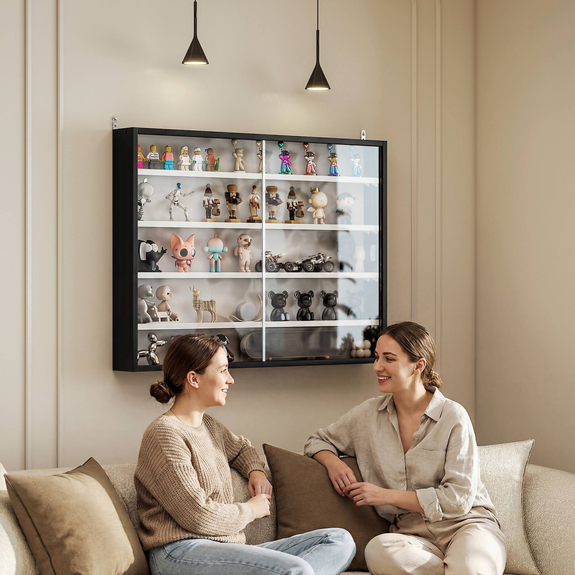 Alt View 1. Homcom - 5-Tier Display Cabinet - Black and White.