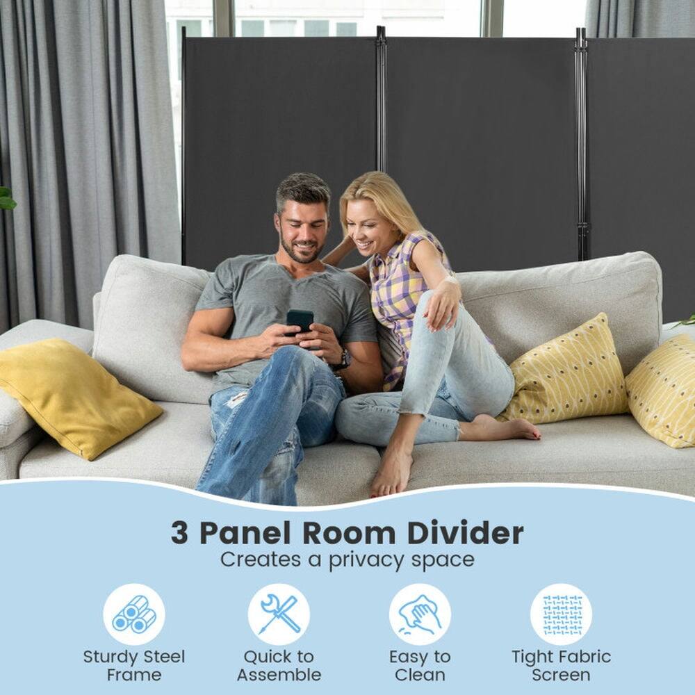 3 Panel Room Divider  
Creates a privacy space  

- Sturdy Steel Frame  
- Quick to Assemble  
- Easy to Clean  
- Tight Fabric Screen