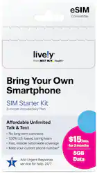 Lively® - Lively SIM/eSIM – 3 Months of Service – 5GB Data, Unlimited Talk and Text - Gold - Front_Zoom