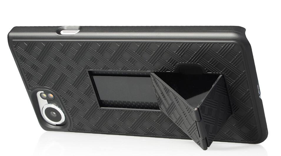 Alt View 4. Nakedcellphone - Combo for BlackBerry Keyone - Case with Stand and Belt Clip Holster - Black.