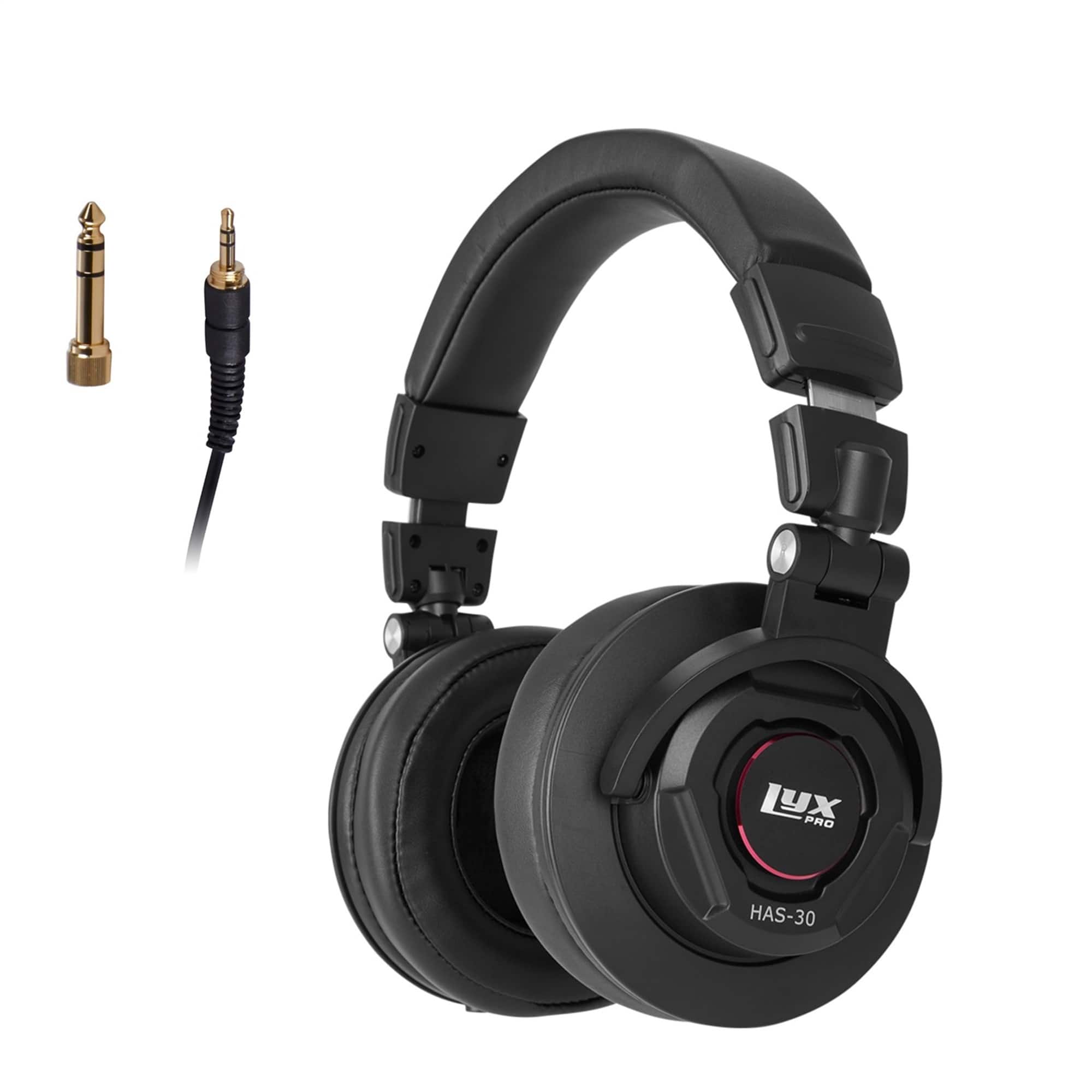 Lyxpro - HAS-30 Closed Back Over-Ear Professional Recording Headphones for Studio Monitoring, DJ and Home Entertainment - Black