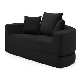 Boyel Living - Convertible Corduroy Sofa Couch Bed Multi Functional Folding Futon Floor Lounge Sofa No Assembly Black - Black