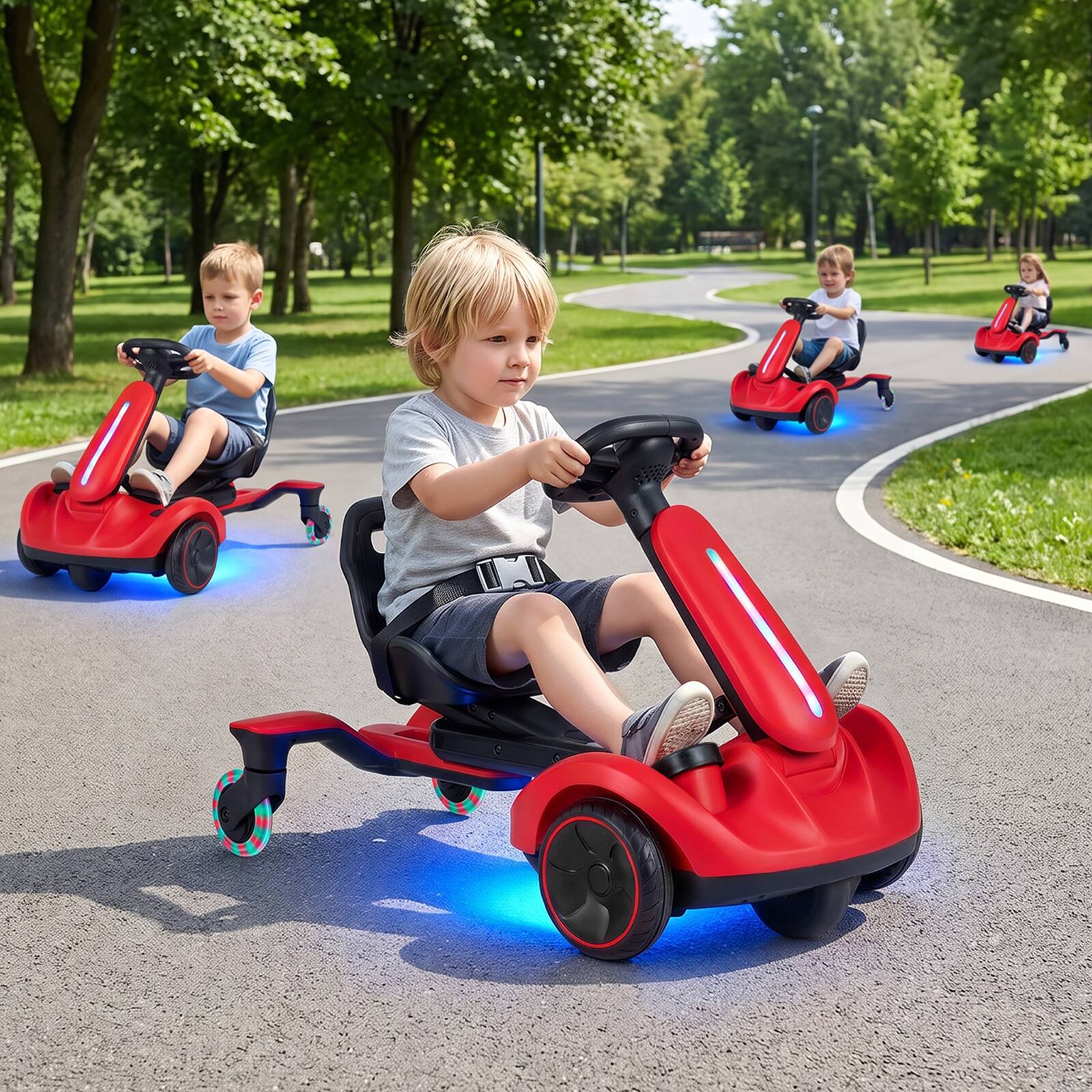 Alt View 3. Costway - Costway Ride-on Drift Car, 6V Electric Ride-on Toy with 360° Drifting, 5 All-Terrain Wheels - Red.
