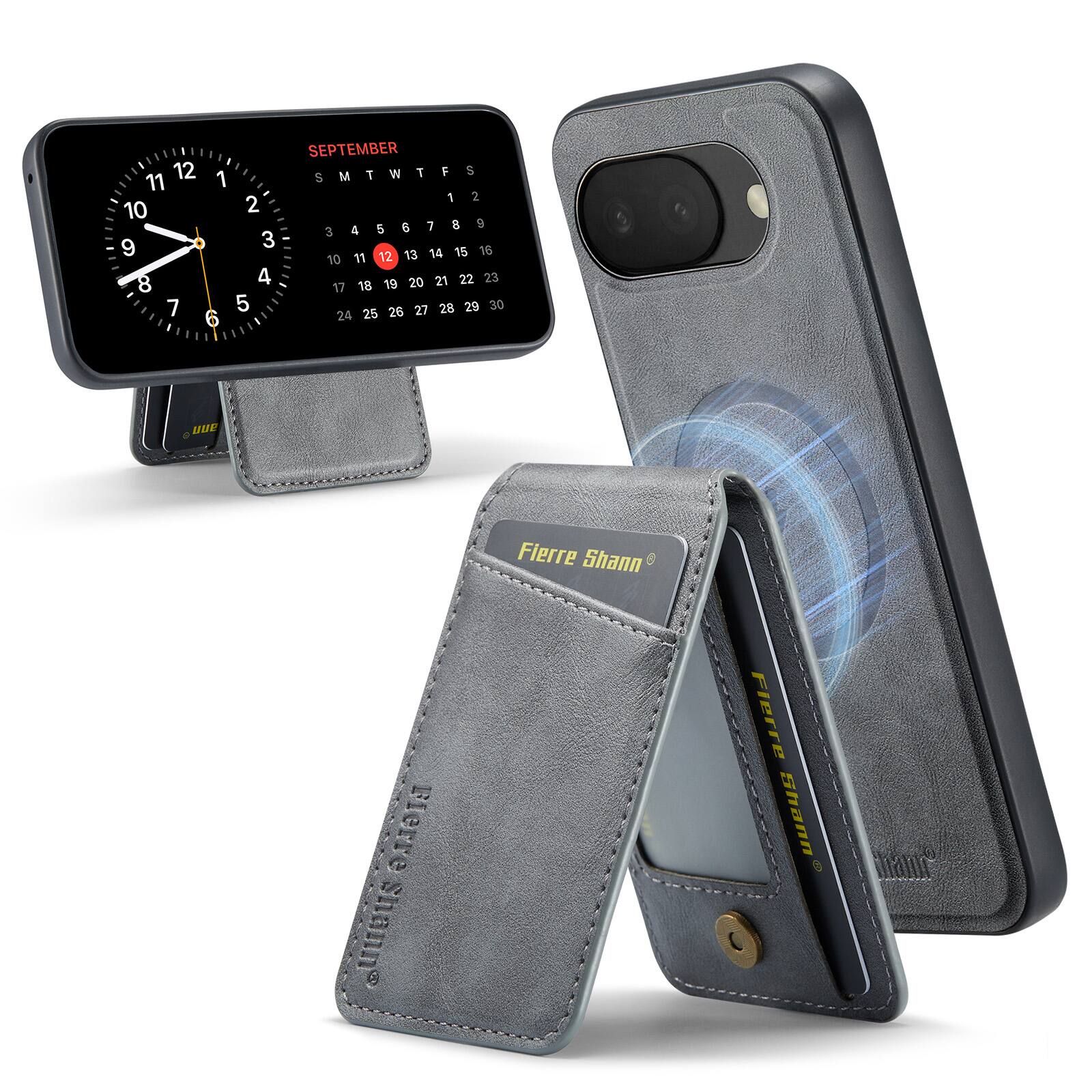 Dteck - Detachable Magnetic Wallet Case For Google Pixel 10a Shockproof Leather RFID Blocking Flip Kickstand Cover - Gray