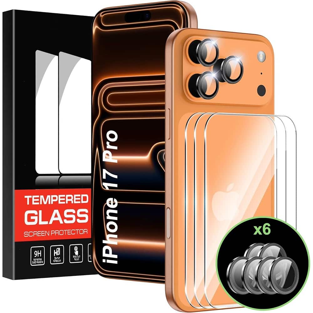 PARKER SLATER - iPhone 17 Pro 6.3" Back Screen Protector 3+2 Pack, Tempered Glass + Lens Cover - Clear